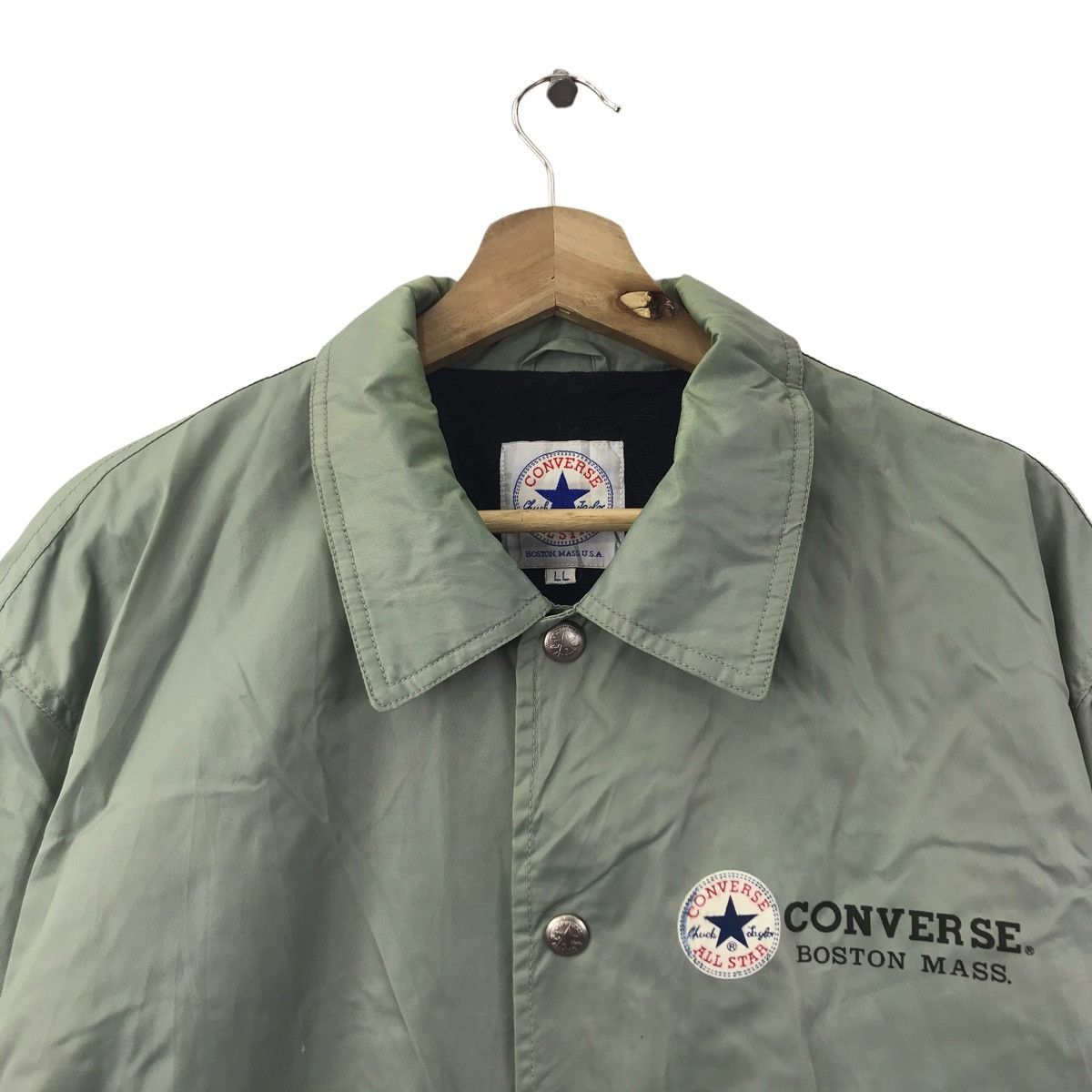 Converse CONVERSE ALL STAR Grey Windbreaker Coach Jacket Varsity Size US XL / EU 56 / 4 - 4 Thumbnail