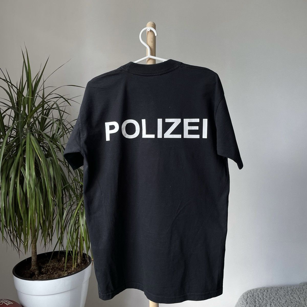image of German x Vintage Polizei T-Shirt Vetements Style in Black, Men's (Size Small)