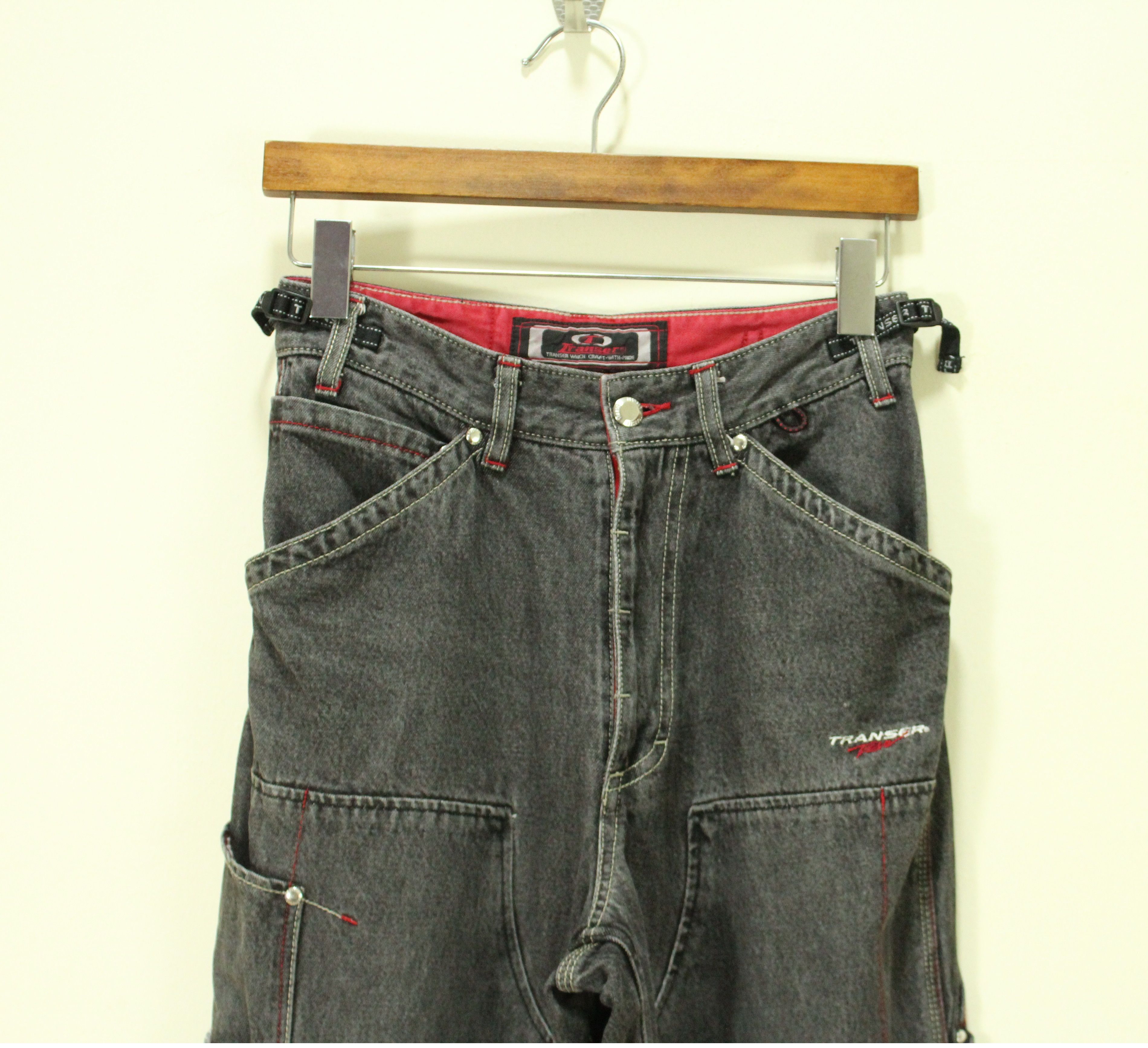 JNCO × Japanese Brand TRANSER Pants Denim Utility Multipockets Patchwork Denim Size US 26 / EU 42 - 4 Thumbnail