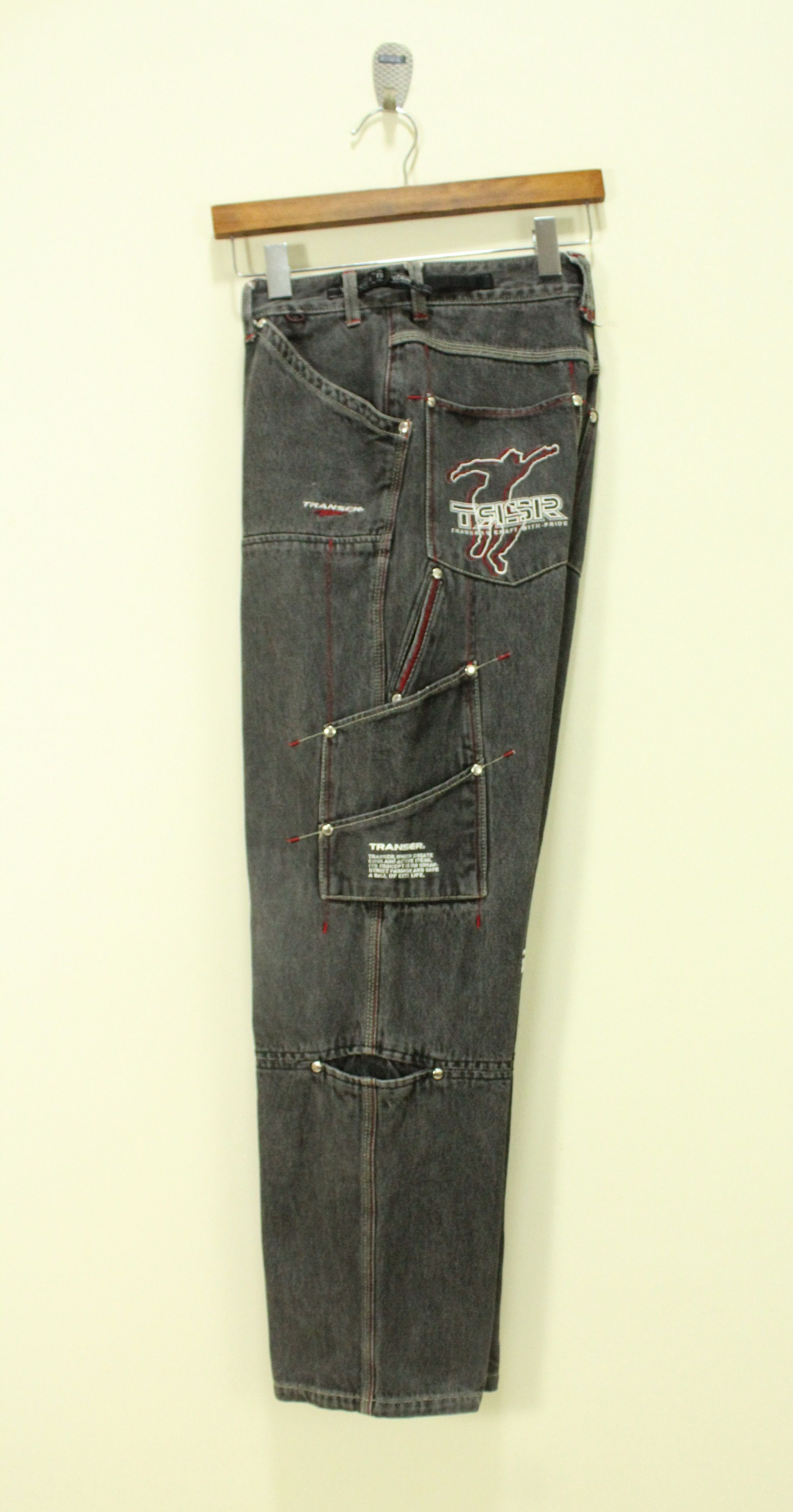 JNCO × Japanese Brand TRANSER Pants Denim Utility Multipockets Patchwork Denim Size US 26 / EU 42 - 1 Thumbnail