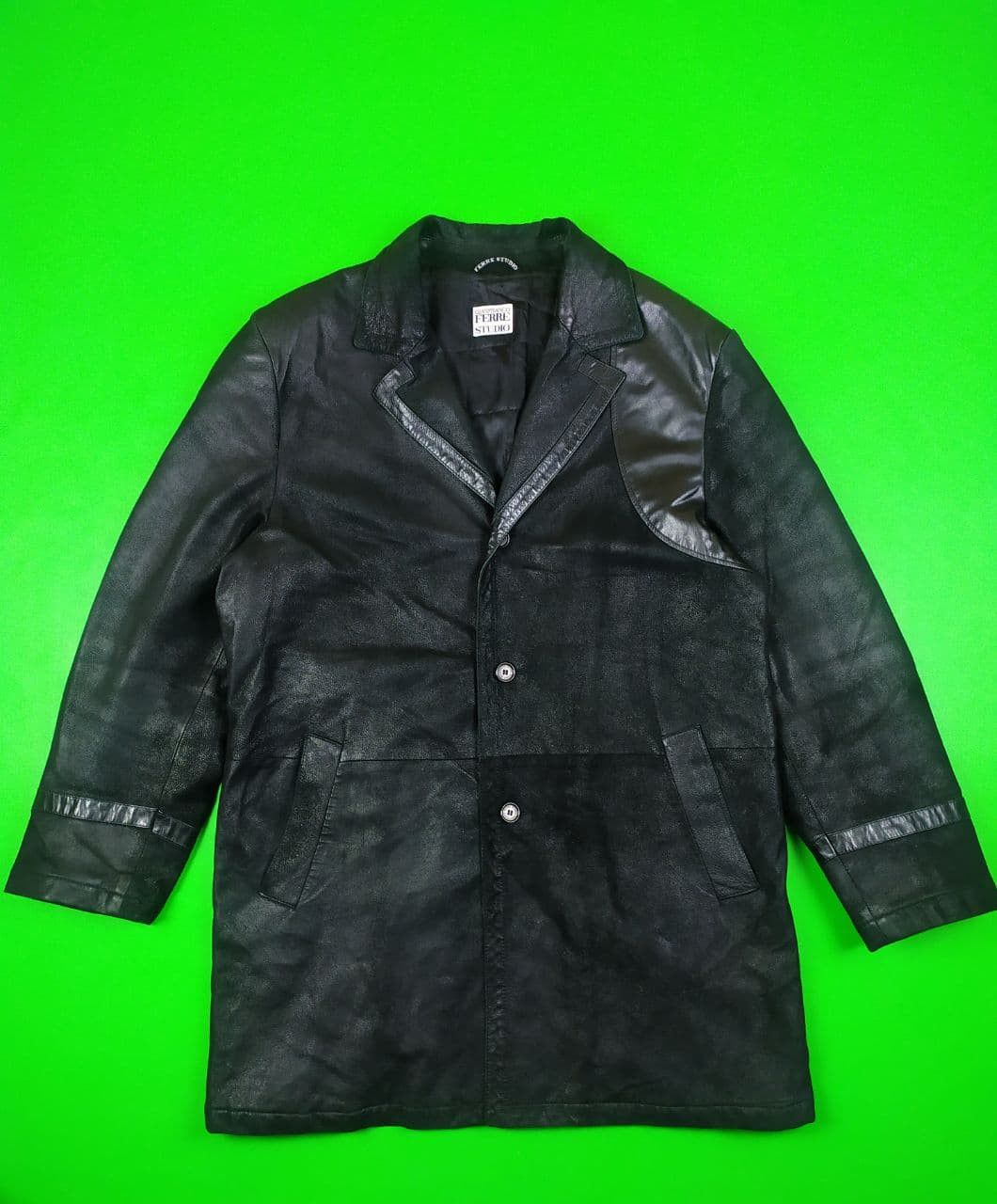 image of Gianfranco Ferre Archival Gianfranco Feere Studio Leather Coat in Black, Men's (Size Large)