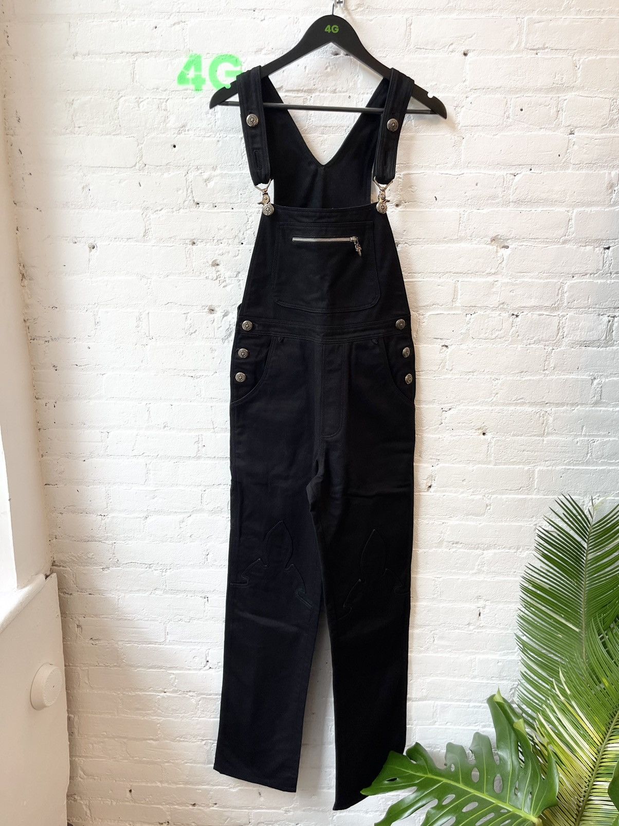 Chrome Hearts DENIM JEANS OVERALLS SZ M Black