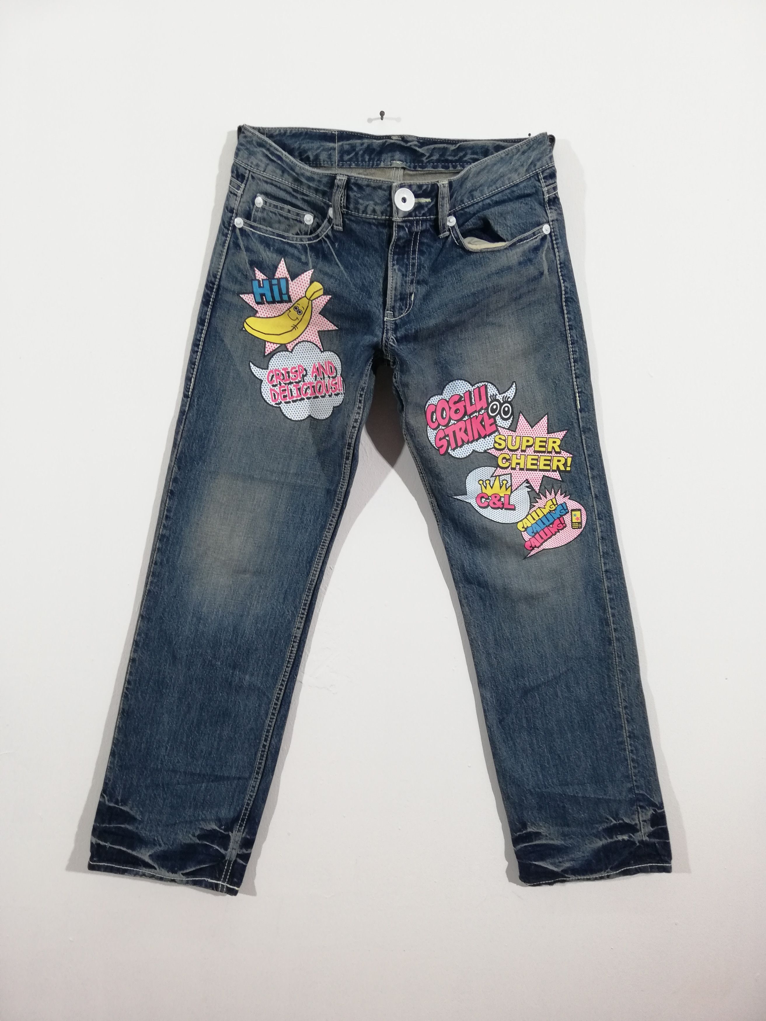 Designer × Japanese Brand Co & Lu denim jeans painted patchwork Size US 33 - 1 Thumbnail