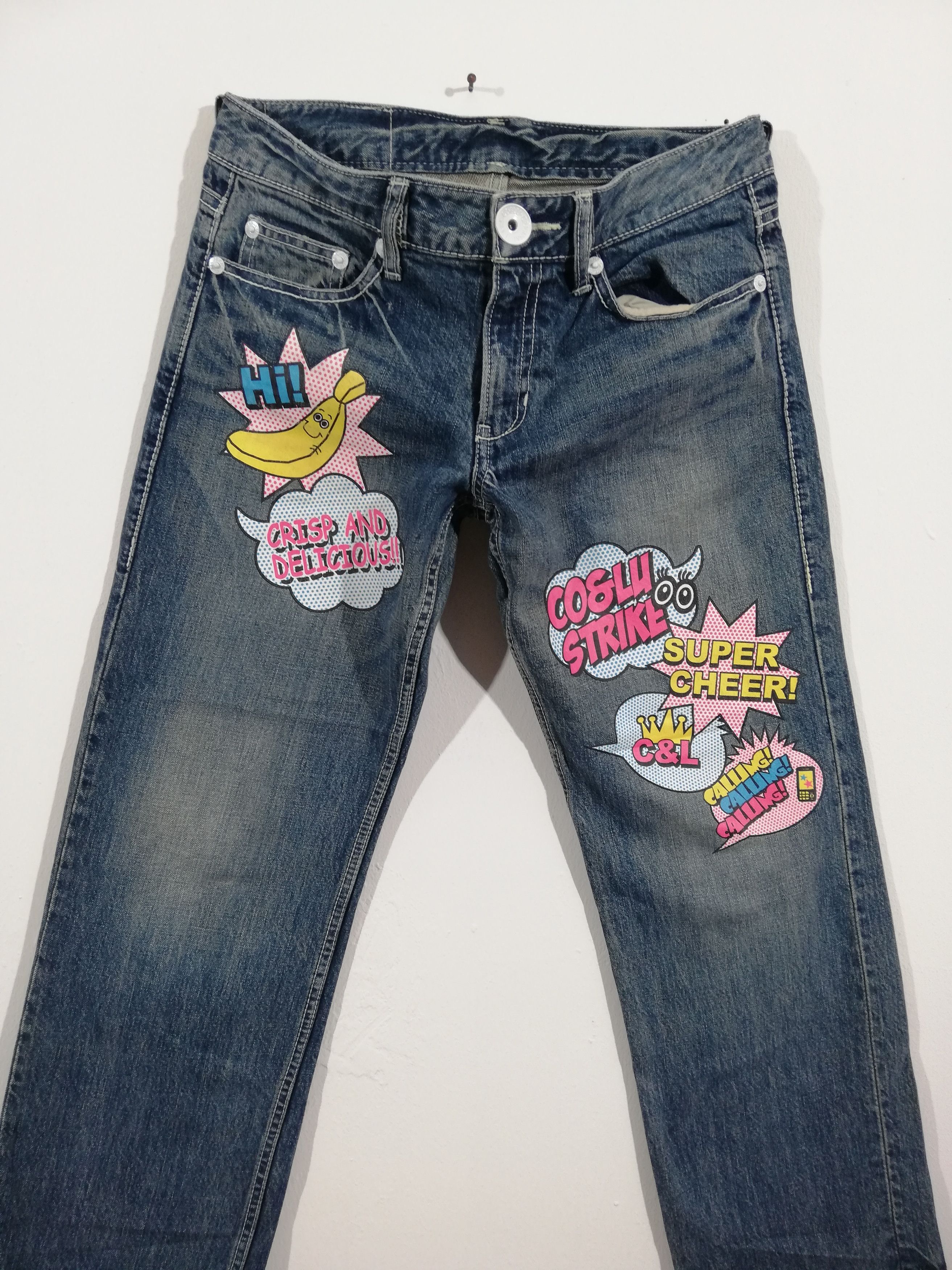 Designer × Japanese Brand Co & Lu denim jeans painted patchwork Size US 33 - 3 Thumbnail