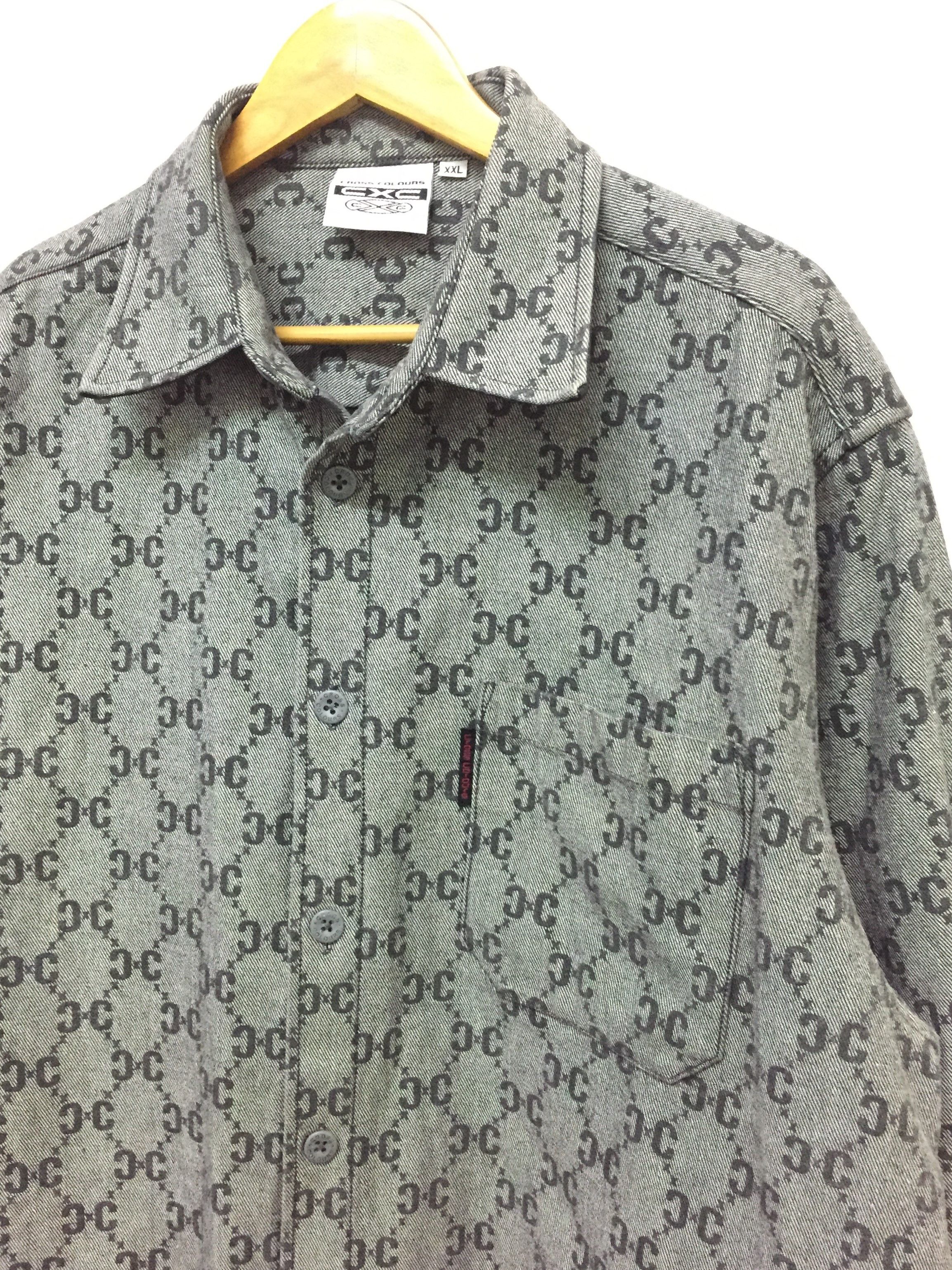 Cross Colours Vtg Cross Colours CC Gucci Monogram Logo Denim button up Size US XXL / EU 58 / 5 - 1 Thumbnail