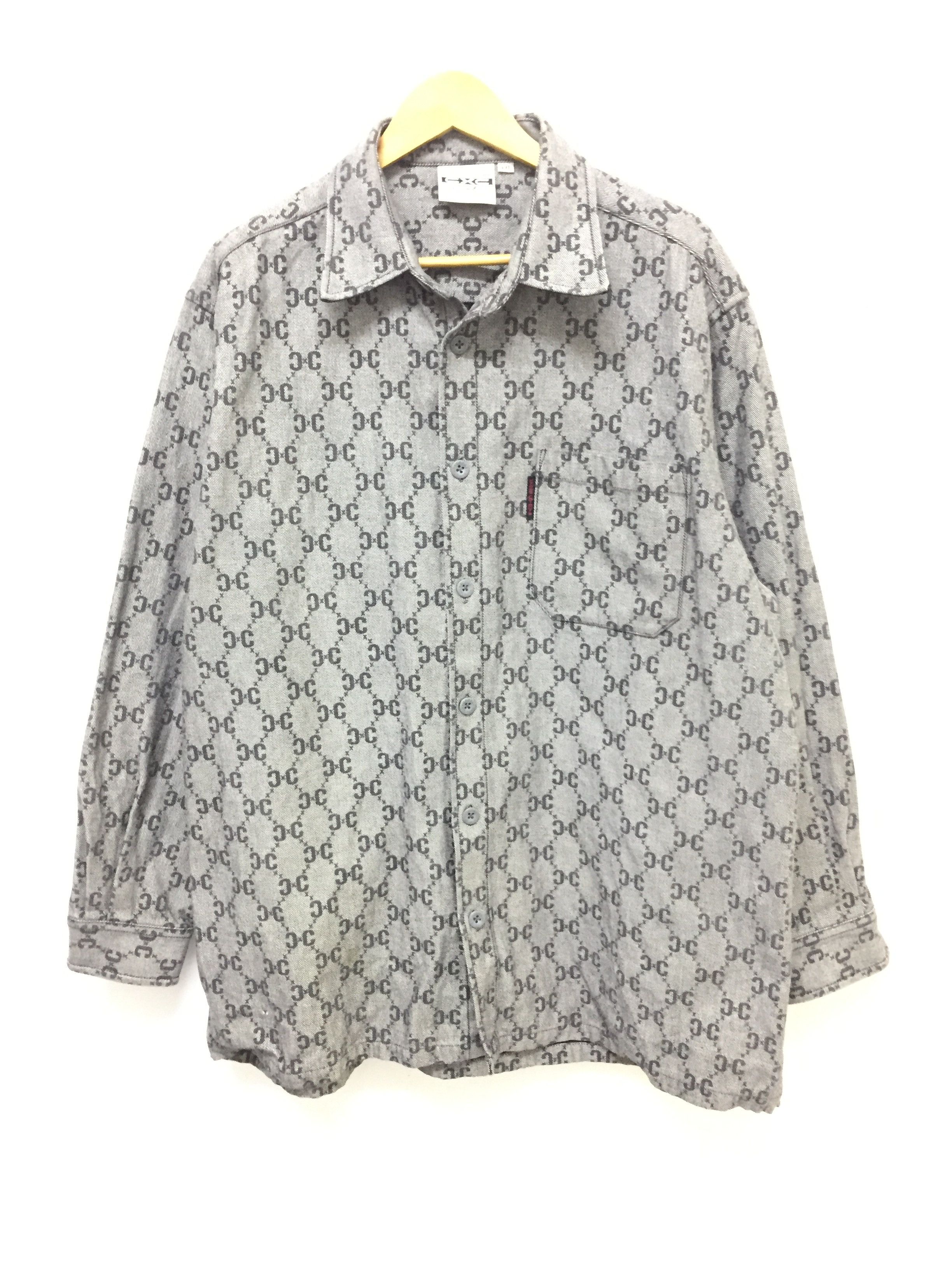 Cross Colours Vtg Cross Colours CC Gucci Monogram Logo Denim button up Size US XXL / EU 58 / 5 - 2 Thumbnail
