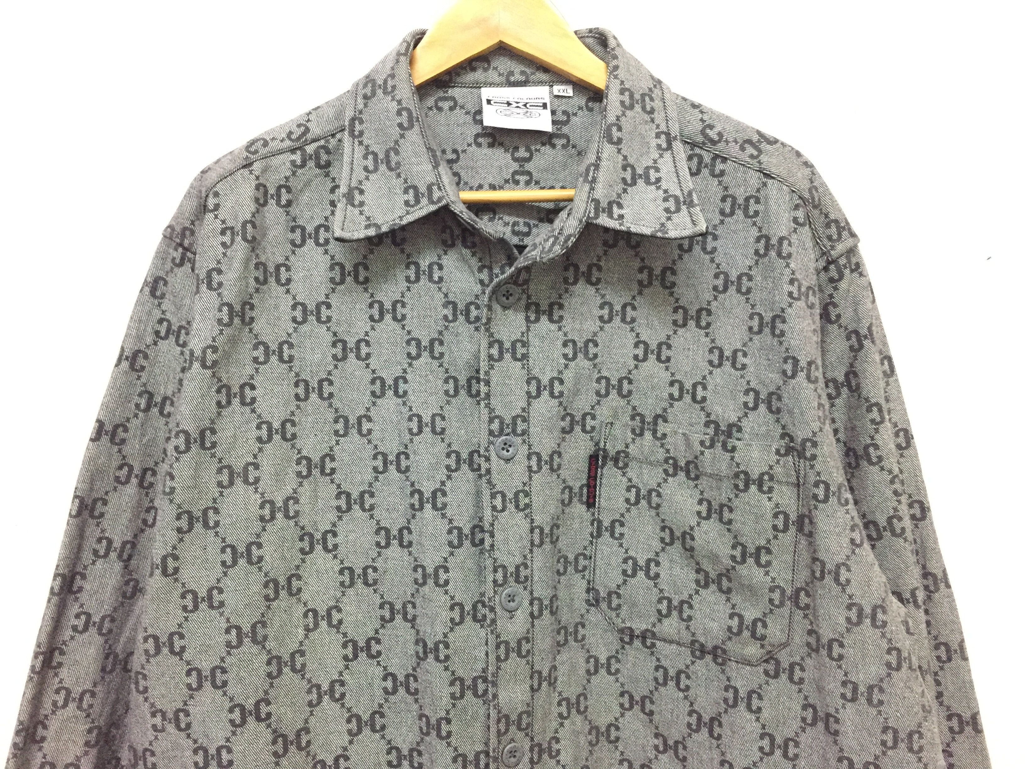 Cross Colours Vtg Cross Colours CC Gucci Monogram Logo Denim button up Size US XXL / EU 58 / 5 - 4 Thumbnail