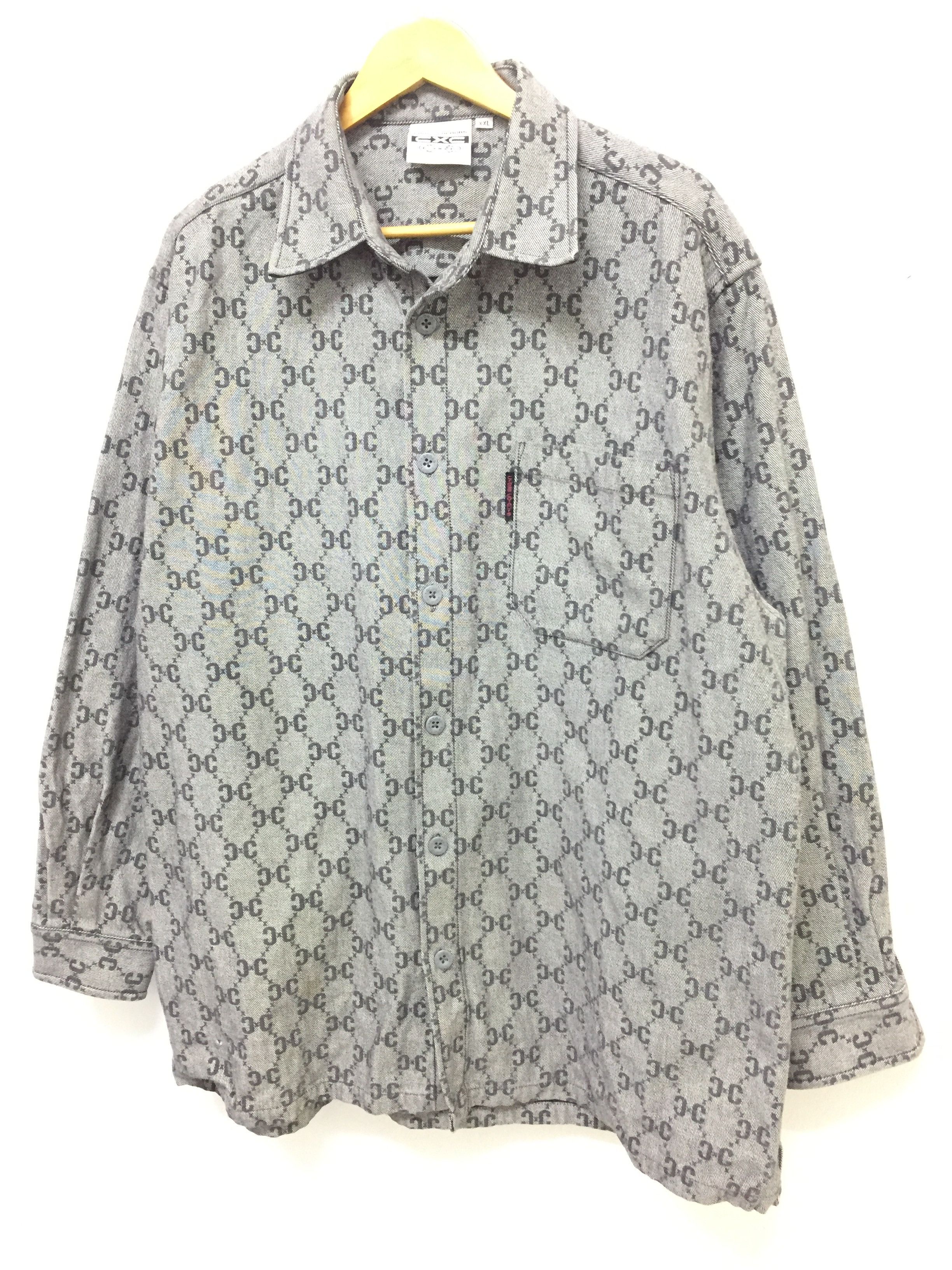 Cross Colours Vtg Cross Colours CC Gucci Monogram Logo Denim button up Size US XXL / EU 58 / 5 - 3 Thumbnail