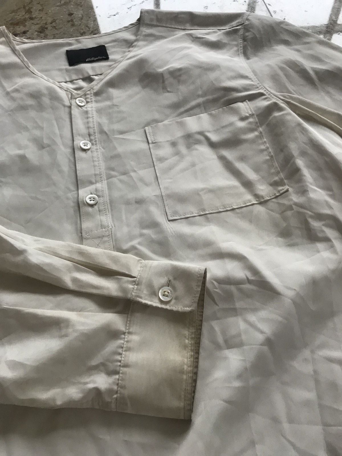 3.1 Phillip Lim Light Ecru Button Up With Dirty Cuff Size US M / EU 48-50 / 2 - 6 Thumbnail