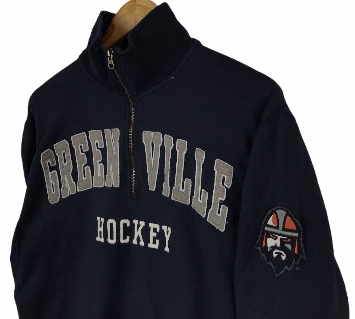 47 Brand × NHL Vintage Green Ville Hockey Half Zipper Sweatshirt Pullover Size US L / EU 52-54 / 3 - 3 Thumbnail