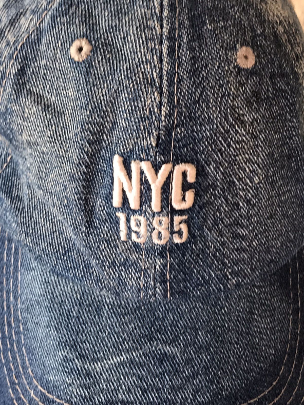 Vintage Vintage Nyc 1985 Denim Cap Hat Size ONE SIZE - 5 Thumbnail