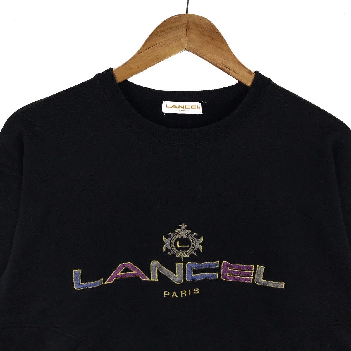 Lancel Vintage 90s Lancel Spell Out Embroided Sweatshirt Size US M / EU 48-50 / 2 - 2 Thumbnail