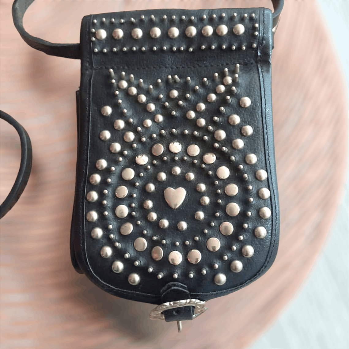 Japanese Brand Vintage ABACO Studded Crossbody Leather Pouch Bag Size ONE SIZE - 3 Thumbnail