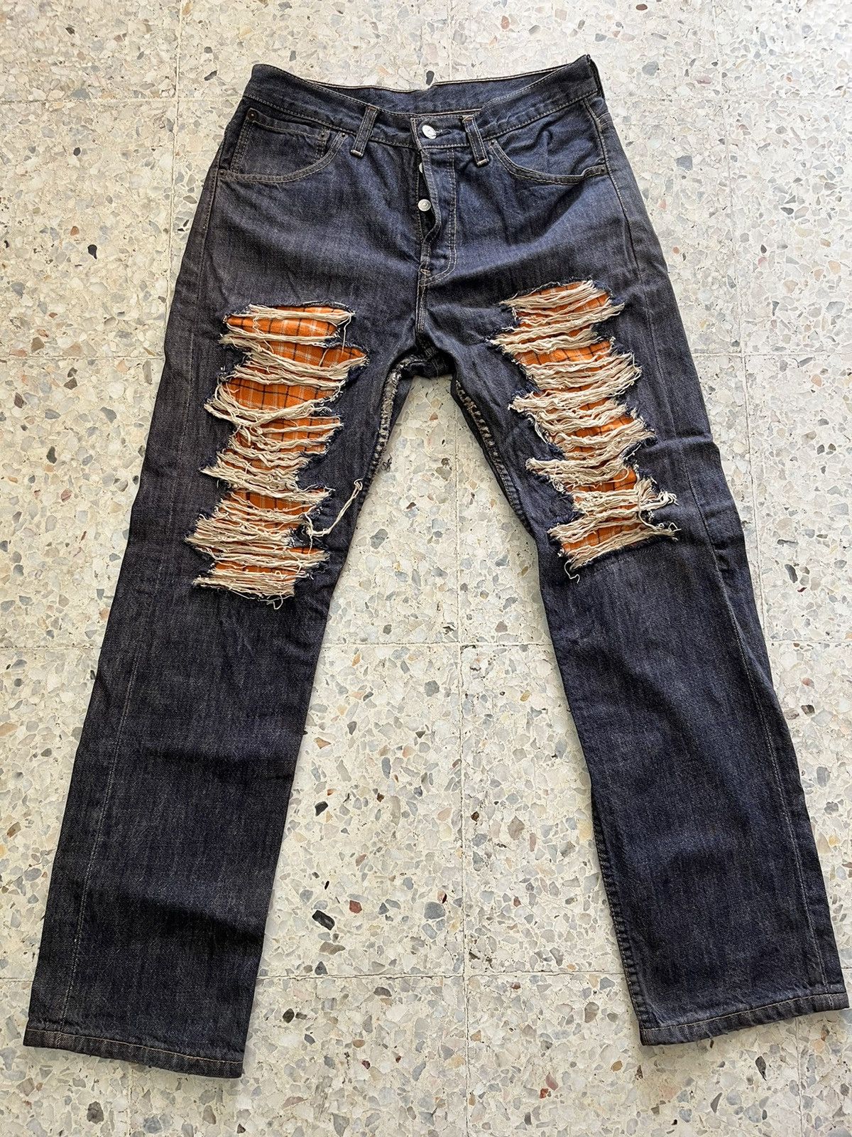 Levi's Vintage Levi’s distress Jeans Kurt Cobain design Size US 30 / EU 46 - 1 Thumbnail