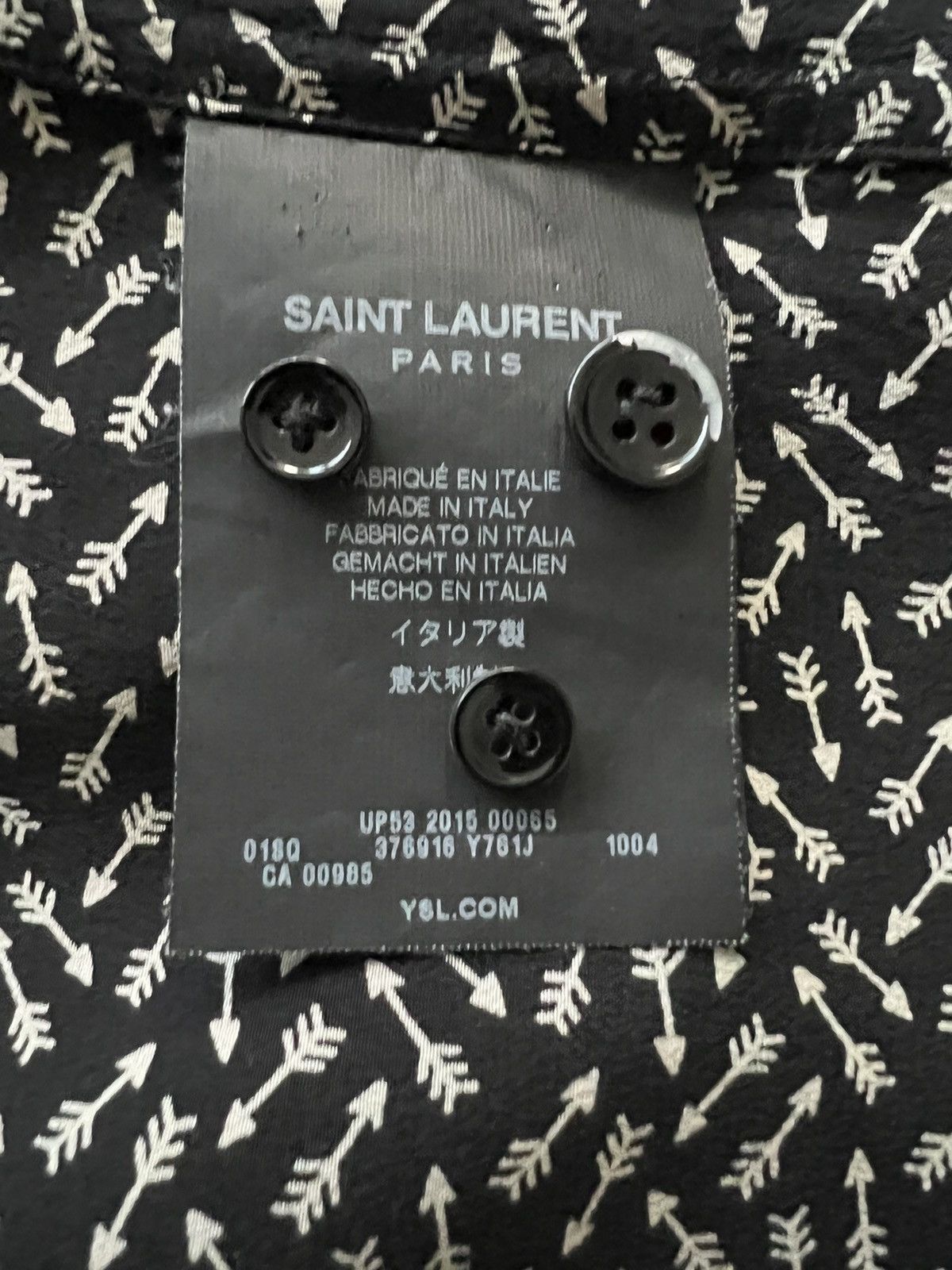Hedi Slimane × Saint Laurent Paris Arrow Silk Shirt in Black Size US S / EU 44-46 / 1 - 6 Thumbnail