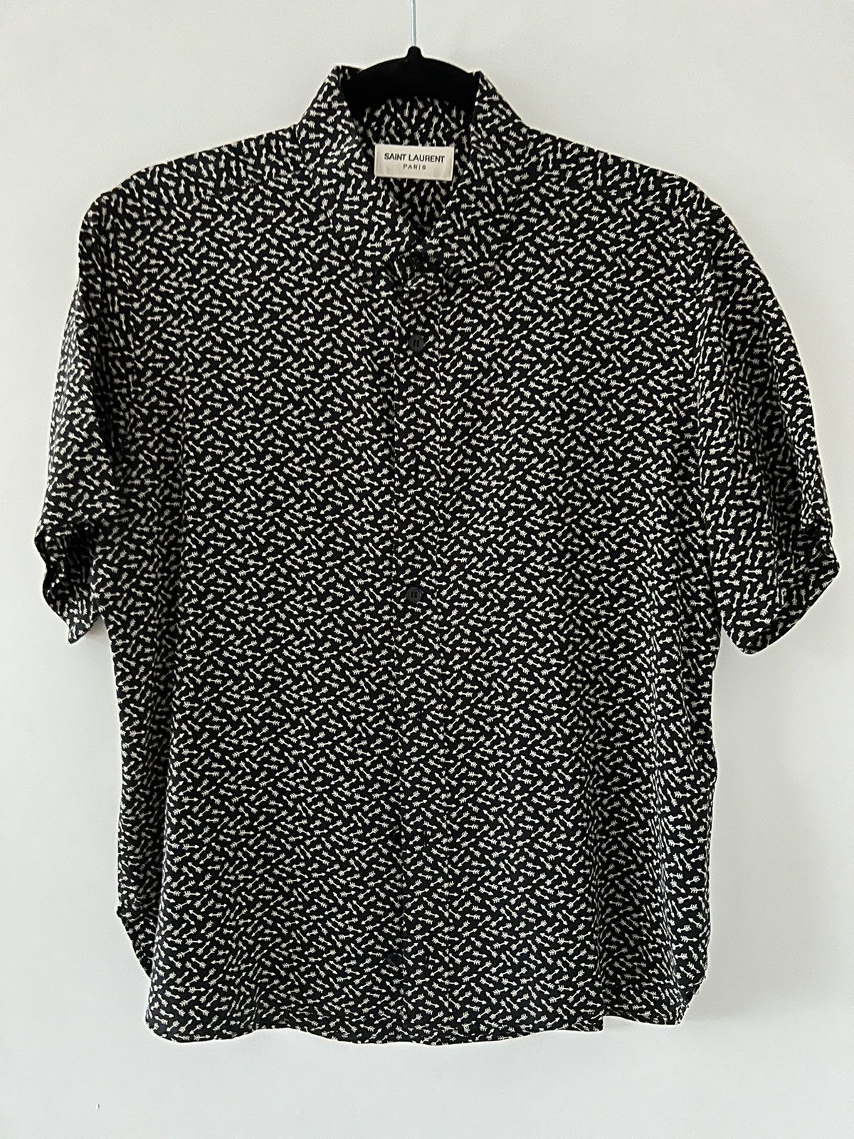 Hedi Slimane × Saint Laurent Paris Arrow Silk Shirt in Black Size US S / EU 44-46 / 1 - 1 Thumbnail