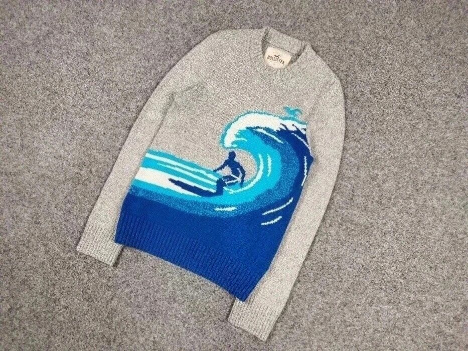 Japanese Brand Vintage Japanese Wave Print Knit Sweater Travis Scott Hype Size US S / EU 44-46 / 1 - 2 Thumbnail