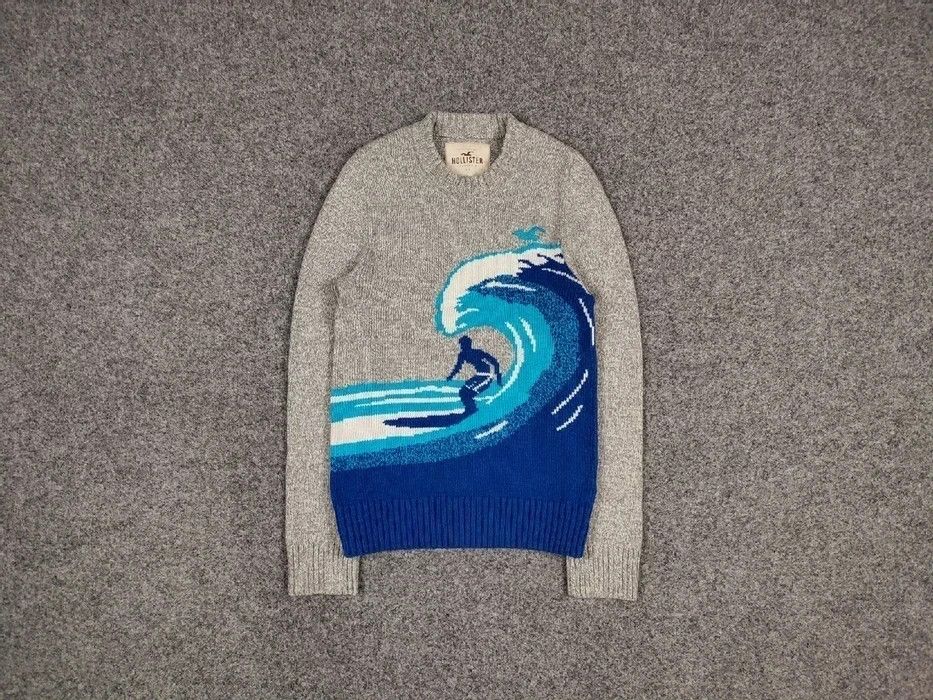 Japanese Brand Vintage Japanese Wave Print Knit Sweater Travis Scott Hype Size US S / EU 44-46 / 1 - 1 Thumbnail