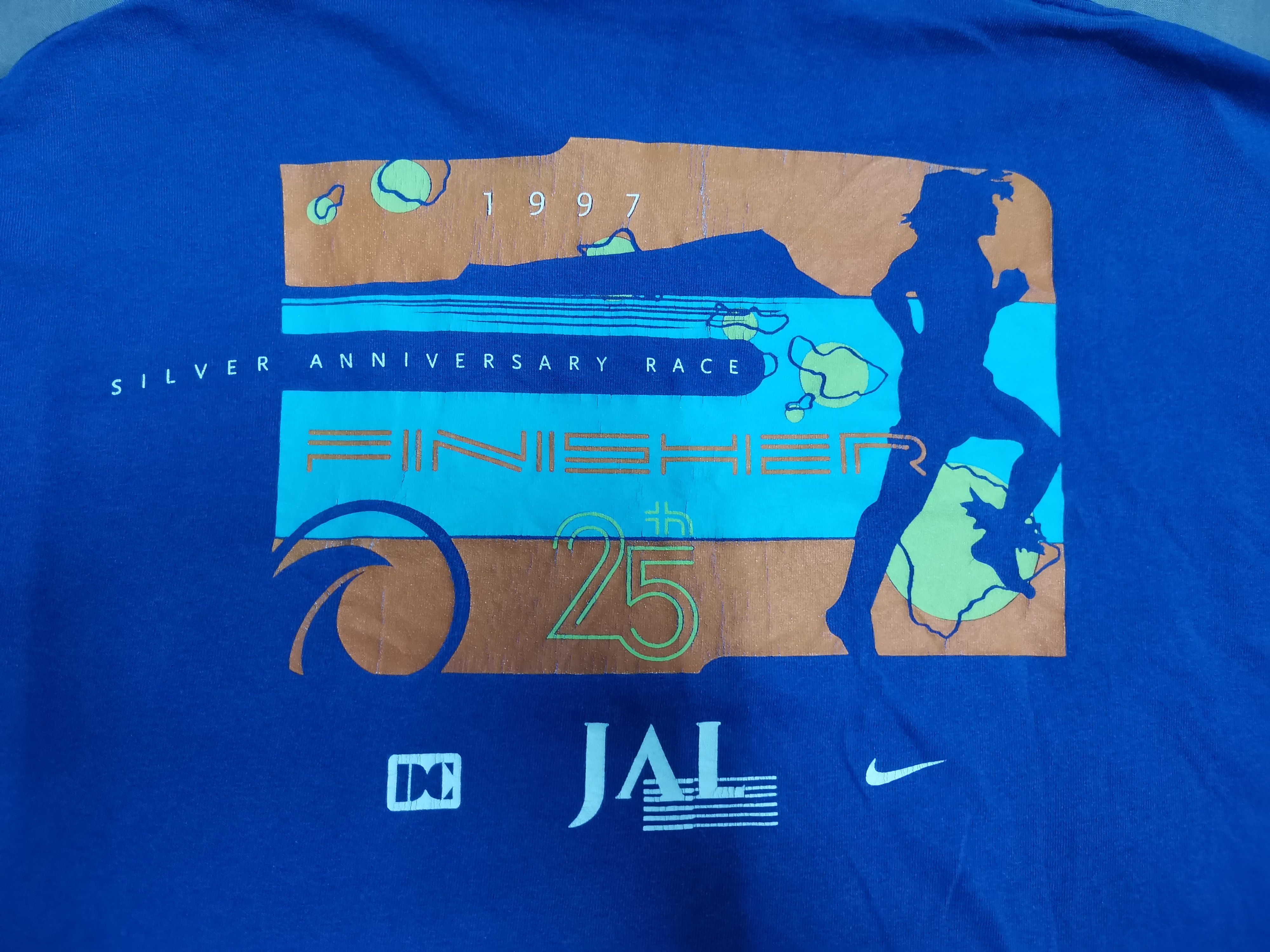 image of Made In USA x Nike Vintage Nike Honolulu Marathon Finisher 1997 Tee 25Th Race in Blue (Size Medium)