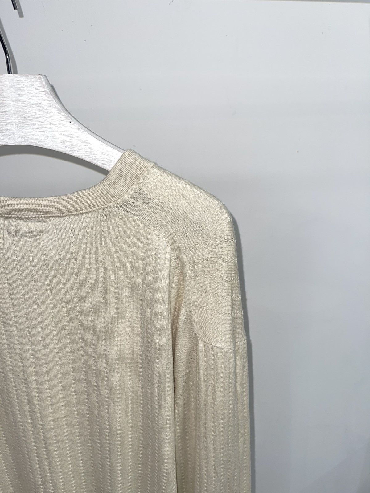 Tom Ford Tom Ford Cream White Striped Cashmere V-Neck Sweater Size US XL / EU 56 / 4 - 5 Thumbnail
