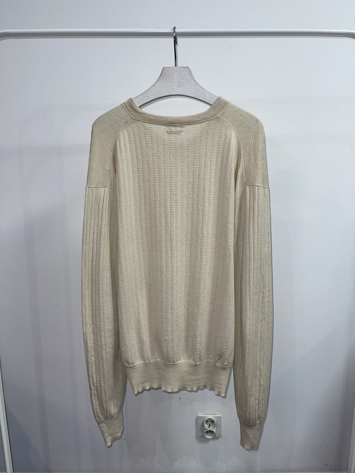 Tom Ford Tom Ford Cream White Striped Cashmere V-Neck Sweater Size US XL / EU 56 / 4 - 4 Thumbnail