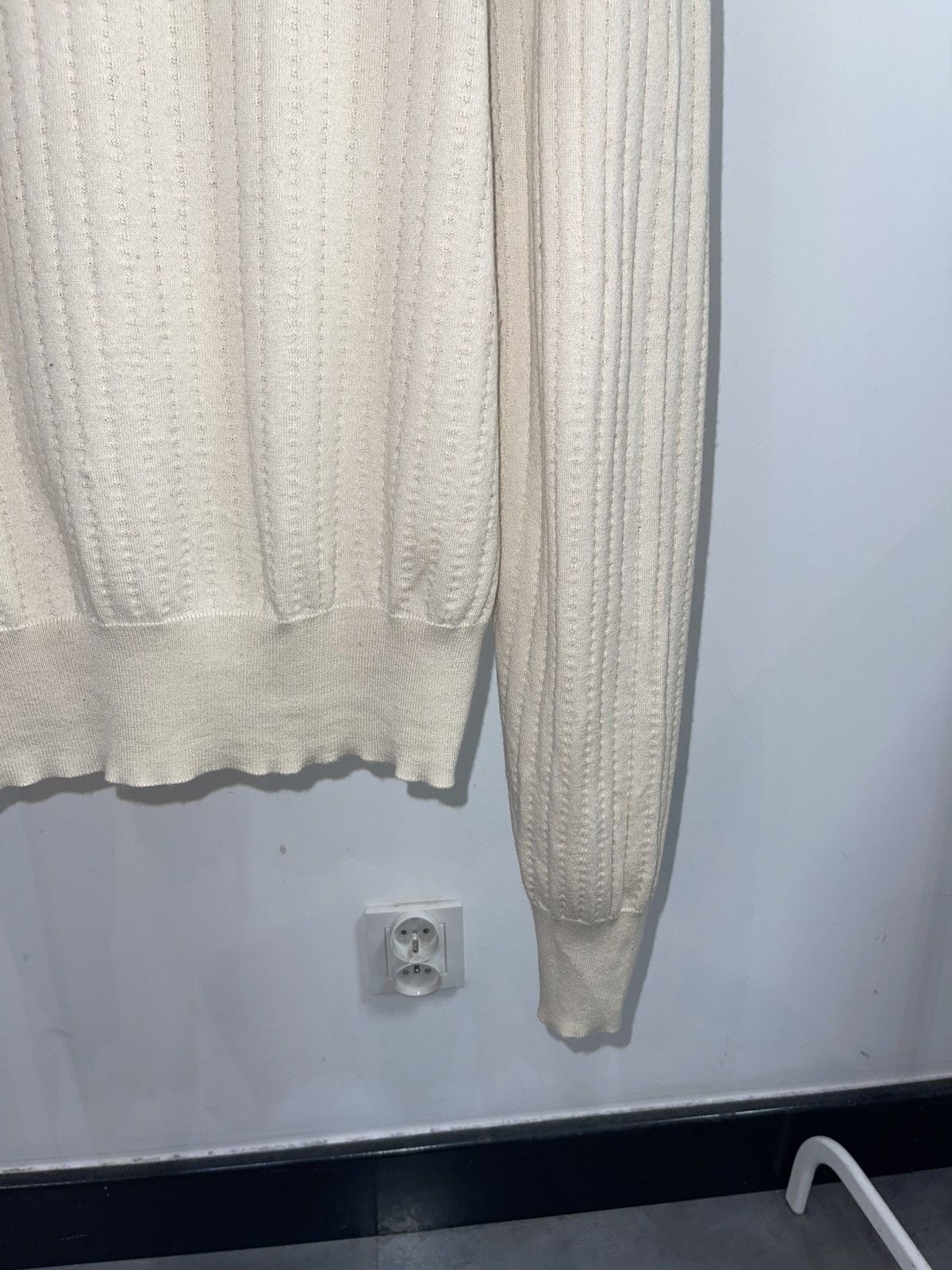 Tom Ford Tom Ford Cream White Striped Cashmere V-Neck Sweater Size US XL / EU 56 / 4 - 6 Thumbnail