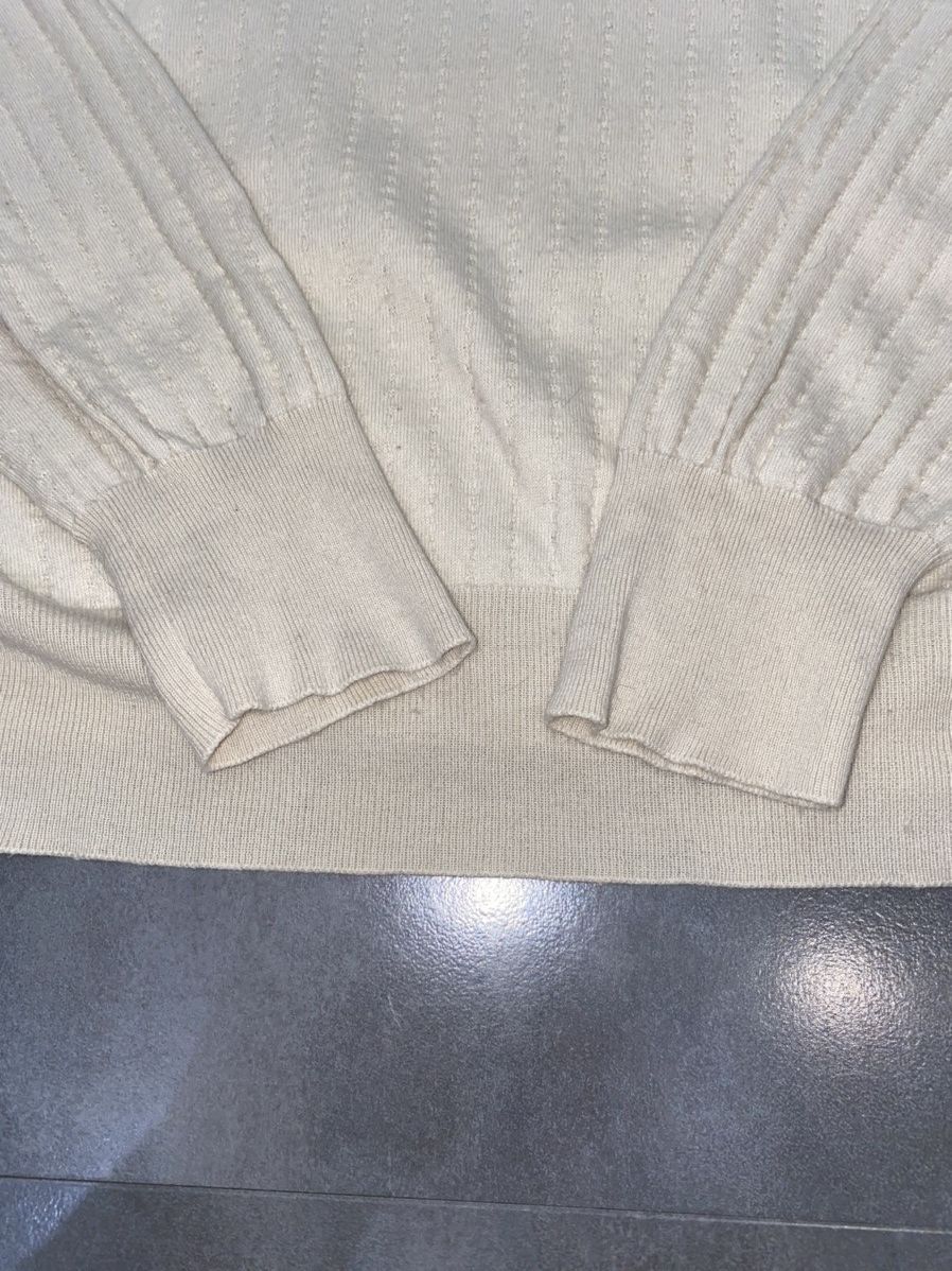 Tom Ford Tom Ford Cream White Striped Cashmere V-Neck Sweater Size US XL / EU 56 / 4 - 12 Thumbnail