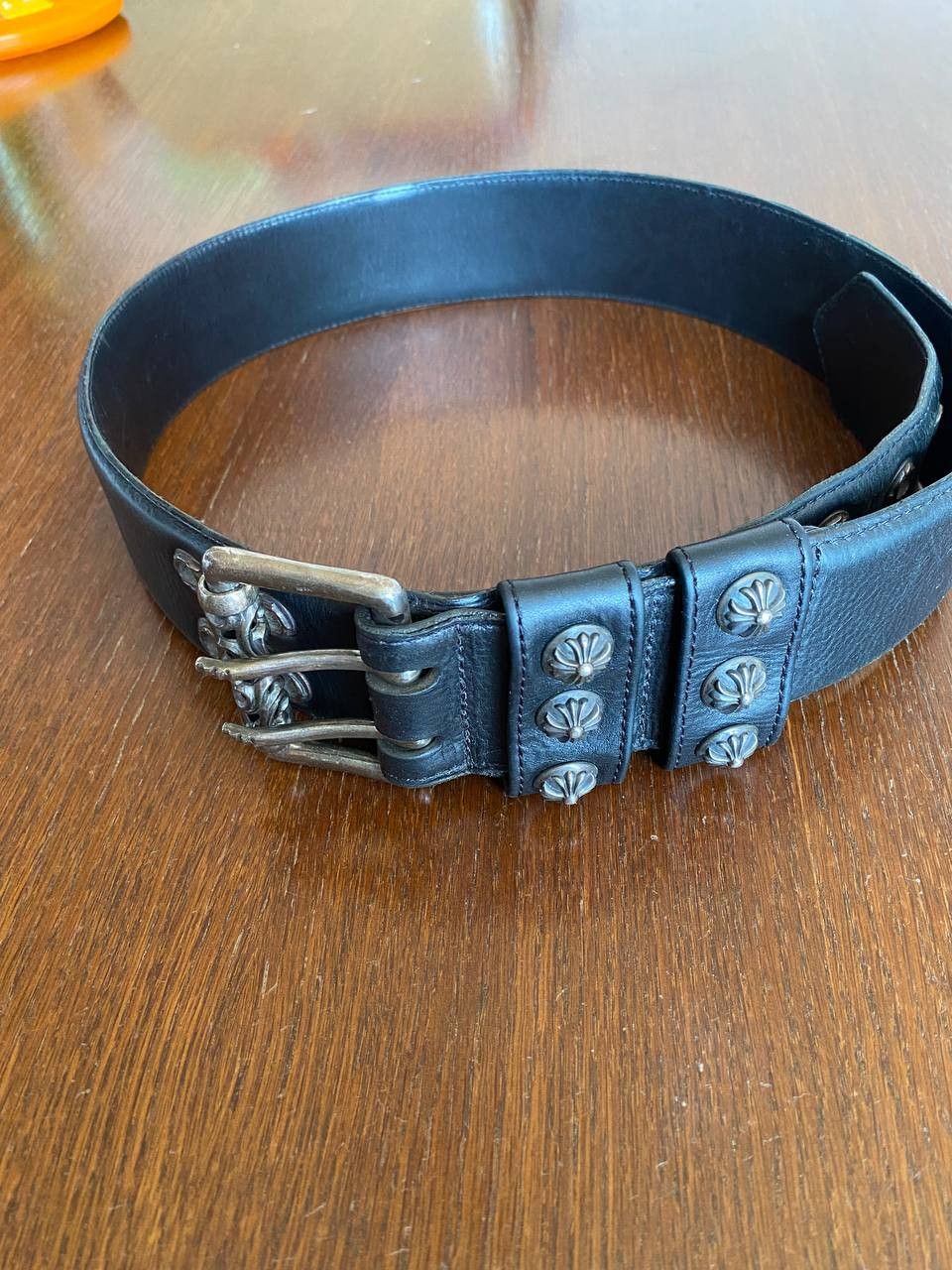 Louis Vuitton silver leather belt chrome hardware sz 80/32 CA0077