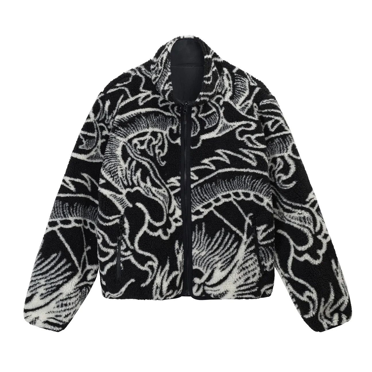 image of Stussy Dragon Sherpa Jacket Black Fw22, Men's (Size XL)