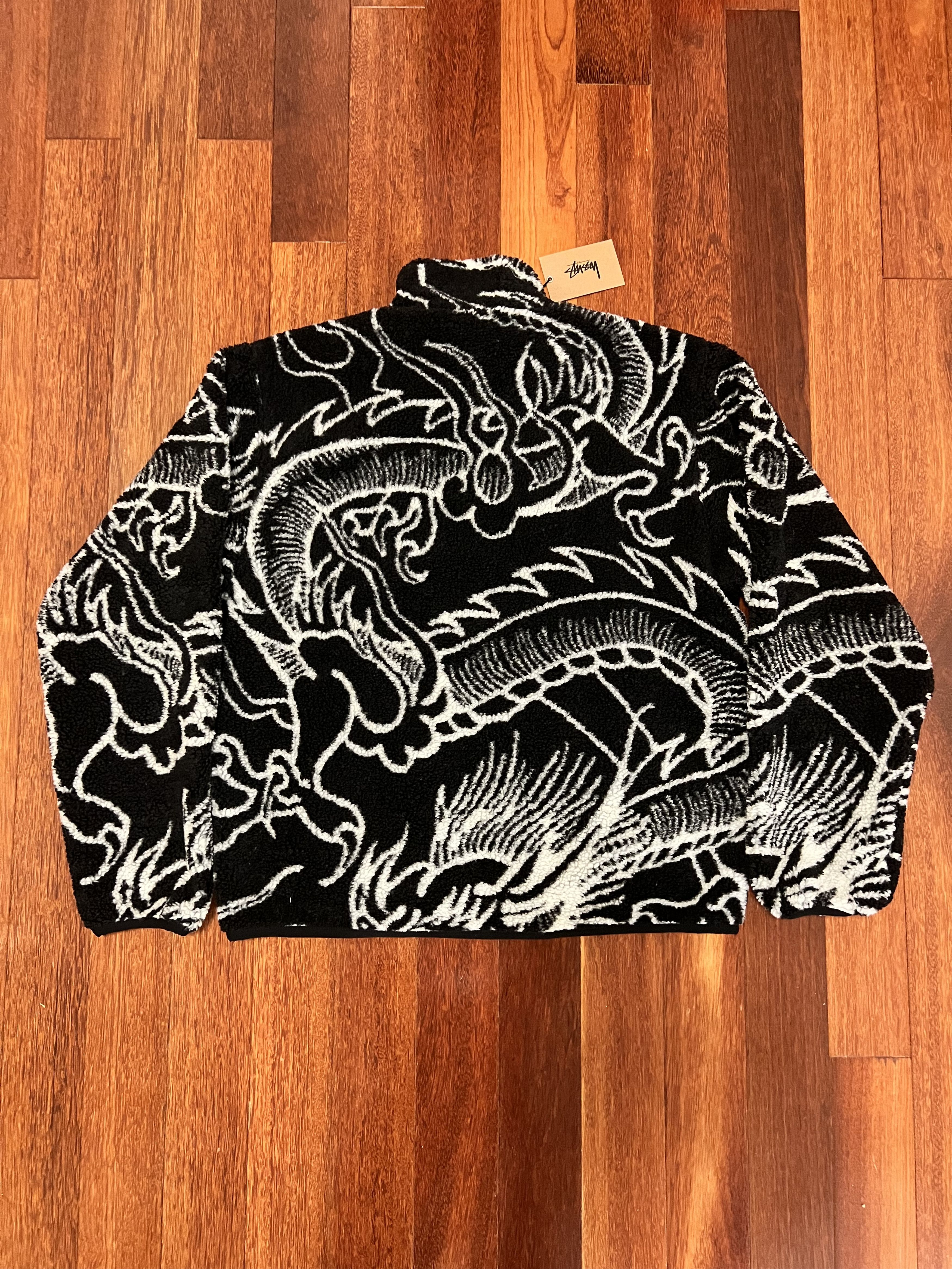 Stussy 💚 Stussy Dragon Sherpa Jacket Black FW22 Large NEW Size US L / EU 52-54 / 3 - 6 Thumbnail