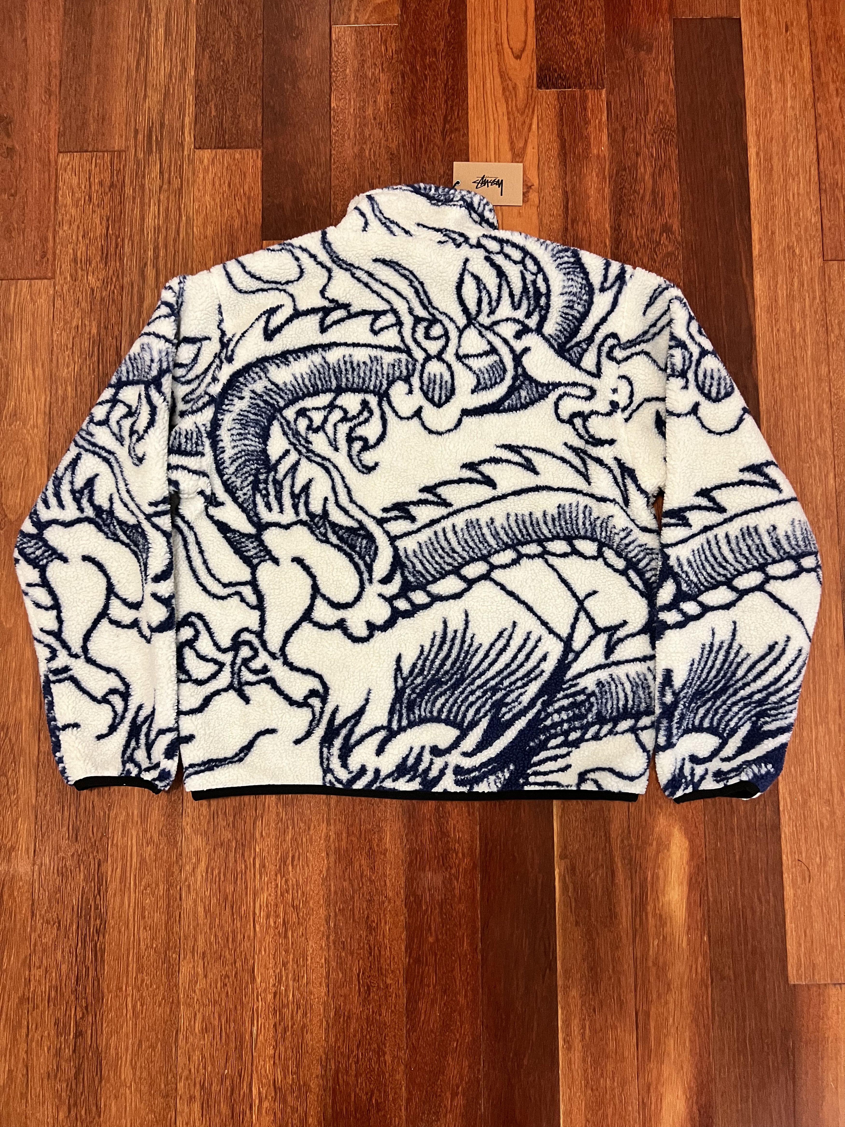 Stussy 💚 FW22 Stussy Dragon Sherpa Jacket White X-Large NEW Size US XL / EU 56 / 4 - 6 Thumbnail