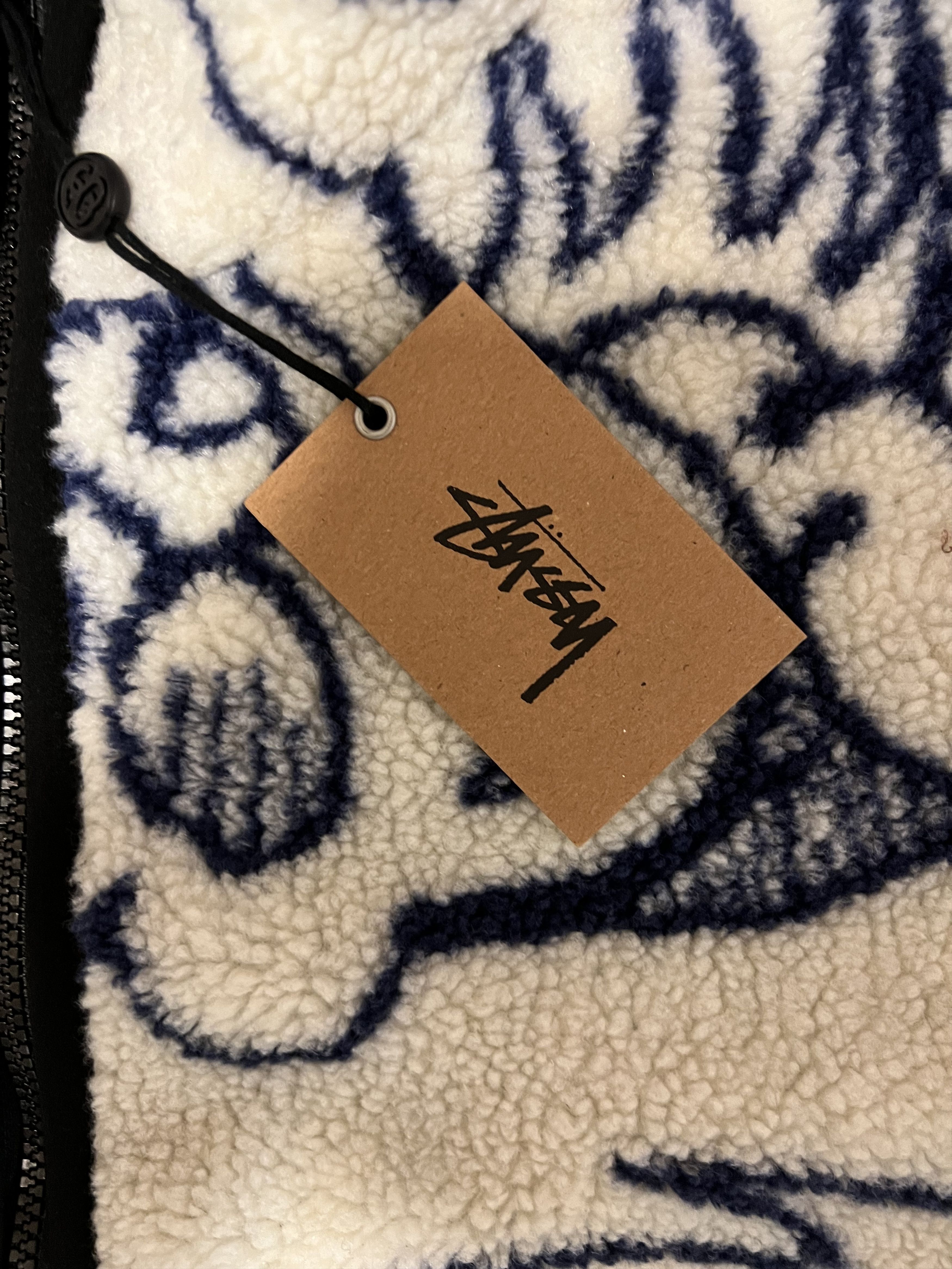 Stussy 💚 FW22 Stussy Dragon Sherpa Jacket White X-Large NEW Size US XL / EU 56 / 4 - 10 Thumbnail