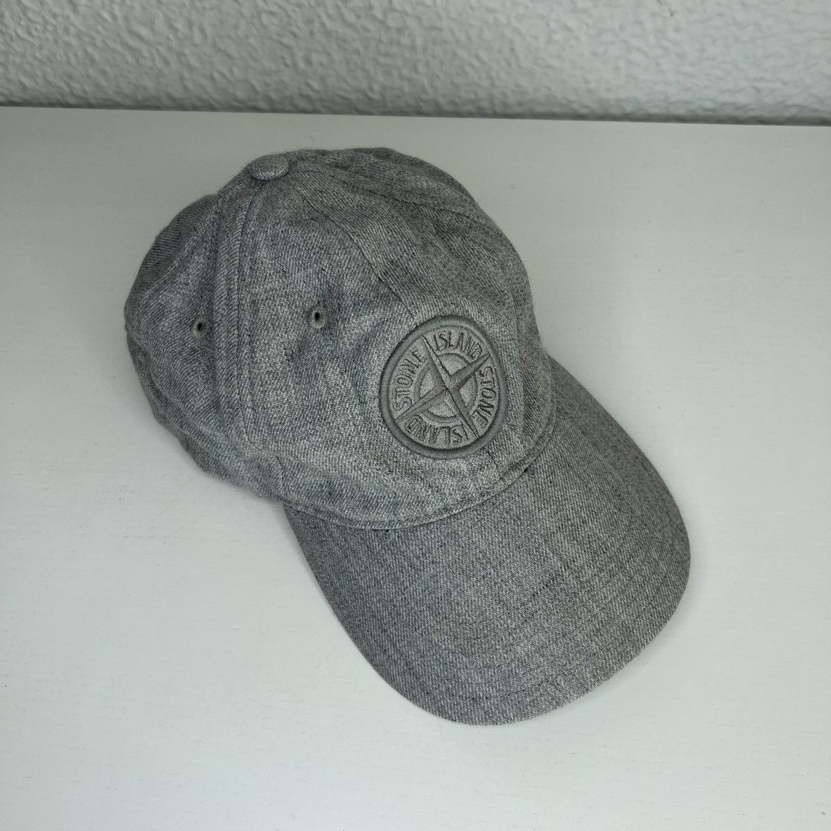Stone Island Grey Cap Hat Big Logo Wind Rose
