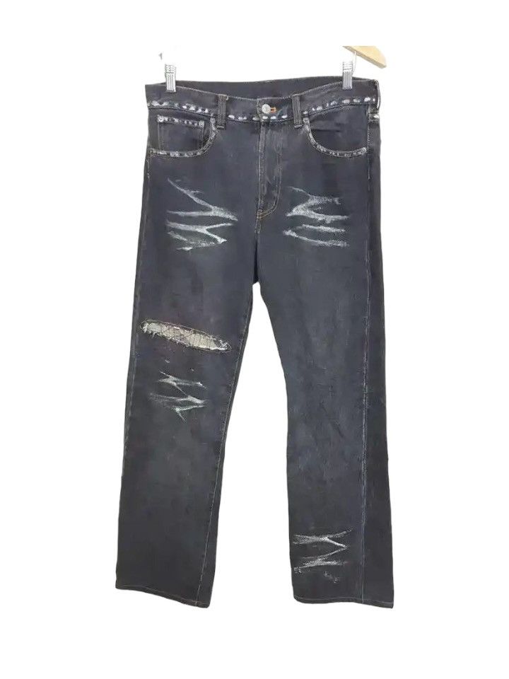 Patchwork Distressed Denim Jeans Pant By Takeo Kikuchi