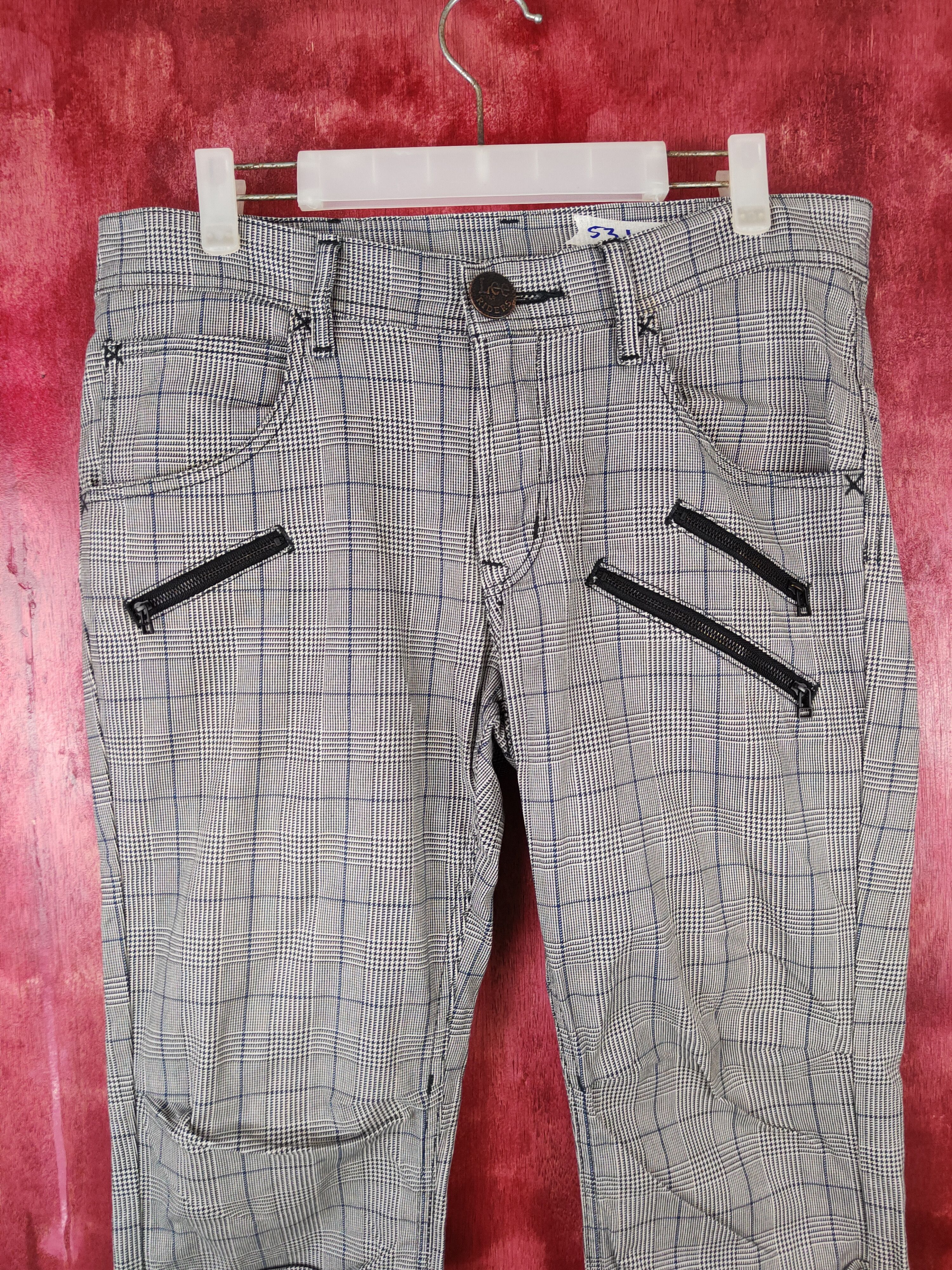 Japanese Brand × Lee Lee Riders Gray/Black checkered buckle back Cargo Pants#5312 Size US 34 / EU 50 - 2 Thumbnail