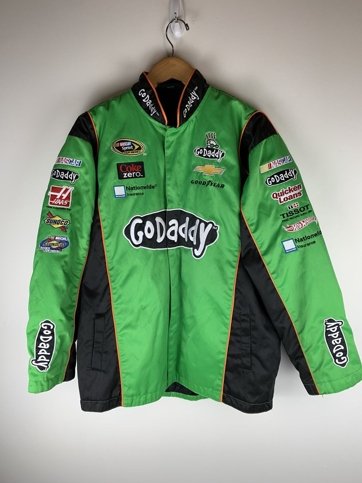 image of Chase Authentics x Nascar Vintage Danica Patrick Nascar Godaddy Jacket in Green, Women's (Size XL)