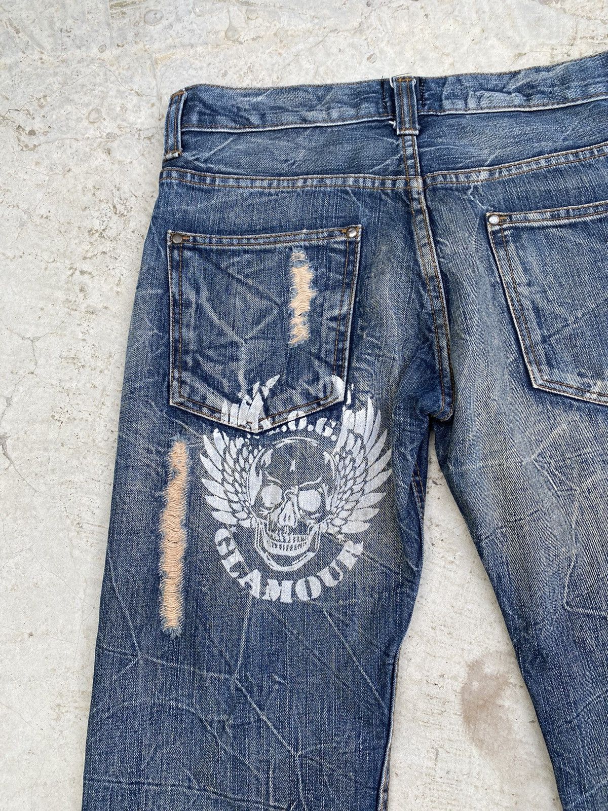 Designer × Japanese Brand Lagend of Glamour Skull printed Distressed Denim Size US 30 / EU 46 - 5 Thumbnail
