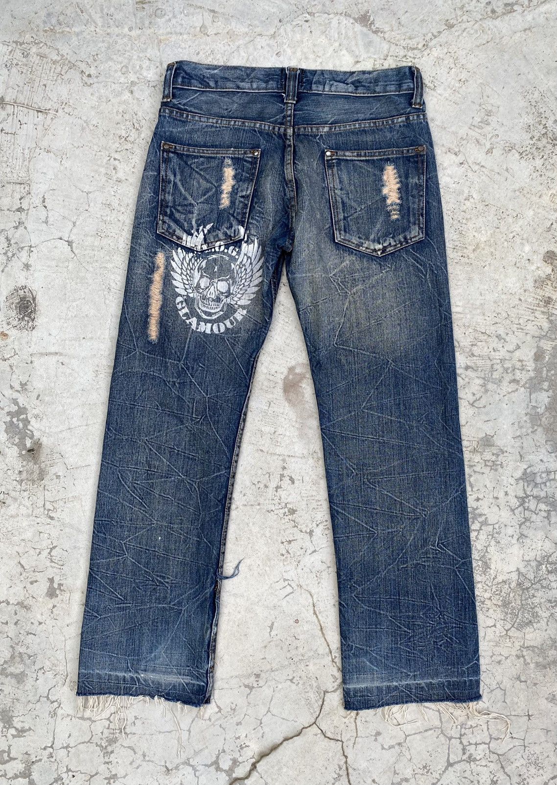 Designer × Japanese Brand Lagend of Glamour Skull printed Distressed Denim Size US 30 / EU 46 - 2 Thumbnail