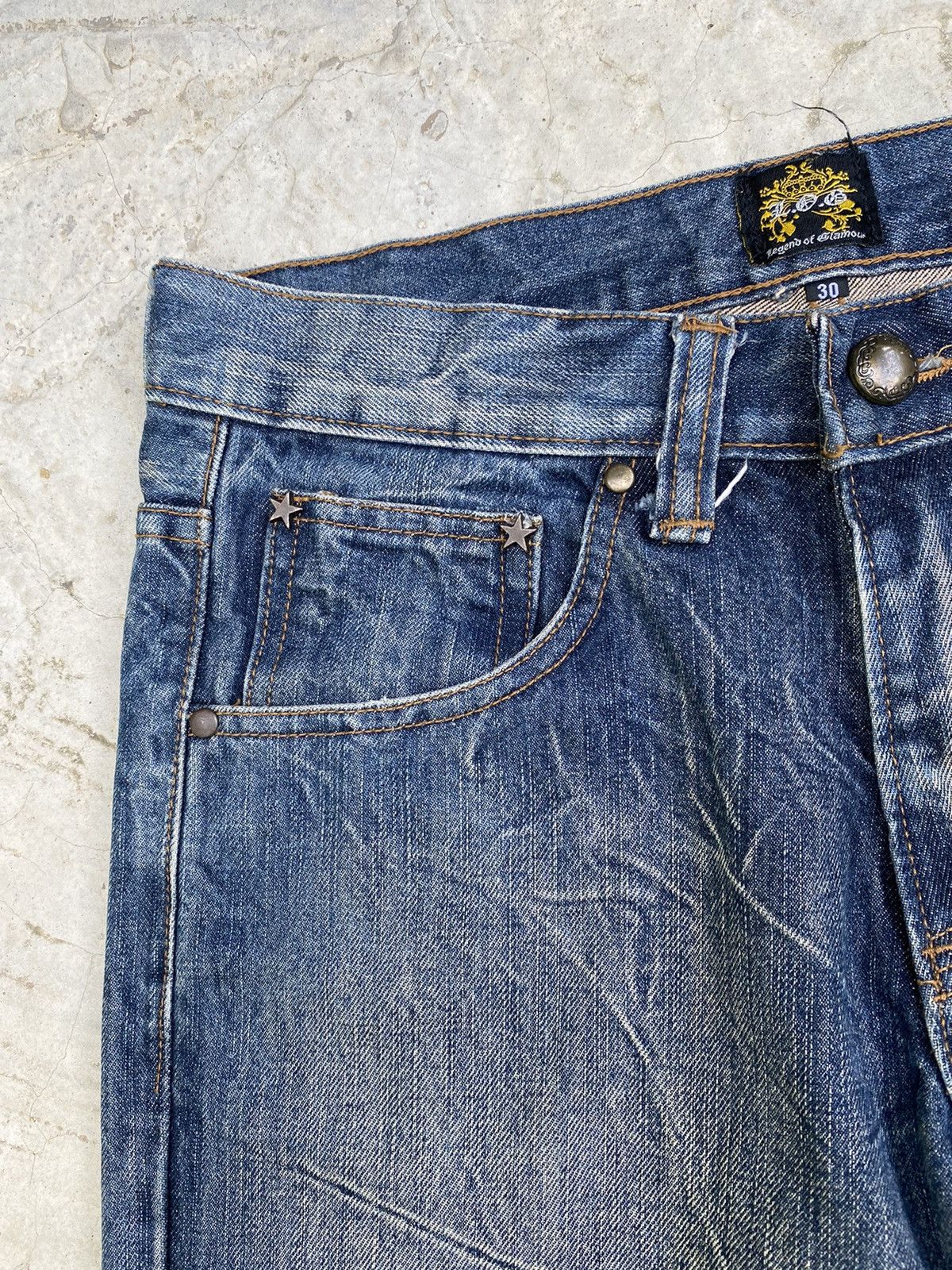 Designer × Japanese Brand Lagend of Glamour Skull printed Distressed Denim Size US 30 / EU 46 - 6 Thumbnail