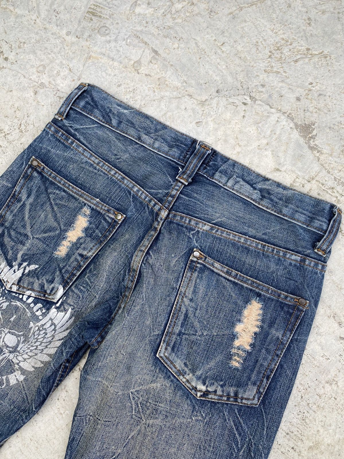 Designer × Japanese Brand Lagend of Glamour Skull printed Distressed Denim Size US 30 / EU 46 - 7 Thumbnail