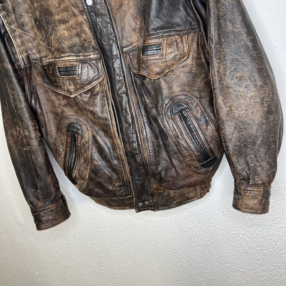 Leather × Vintage Vintage Brown Leather Motor Biker Jacket 2in1 Oswald Genuine Size US L / EU 52-54 / 3 - 5 Thumbnail