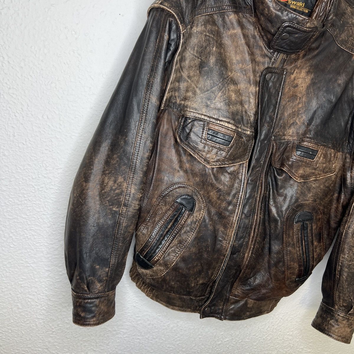 Leather × Vintage Vintage Brown Leather Motor Biker Jacket 2in1 Oswald Genuine Size US L / EU 52-54 / 3 - 2 Thumbnail