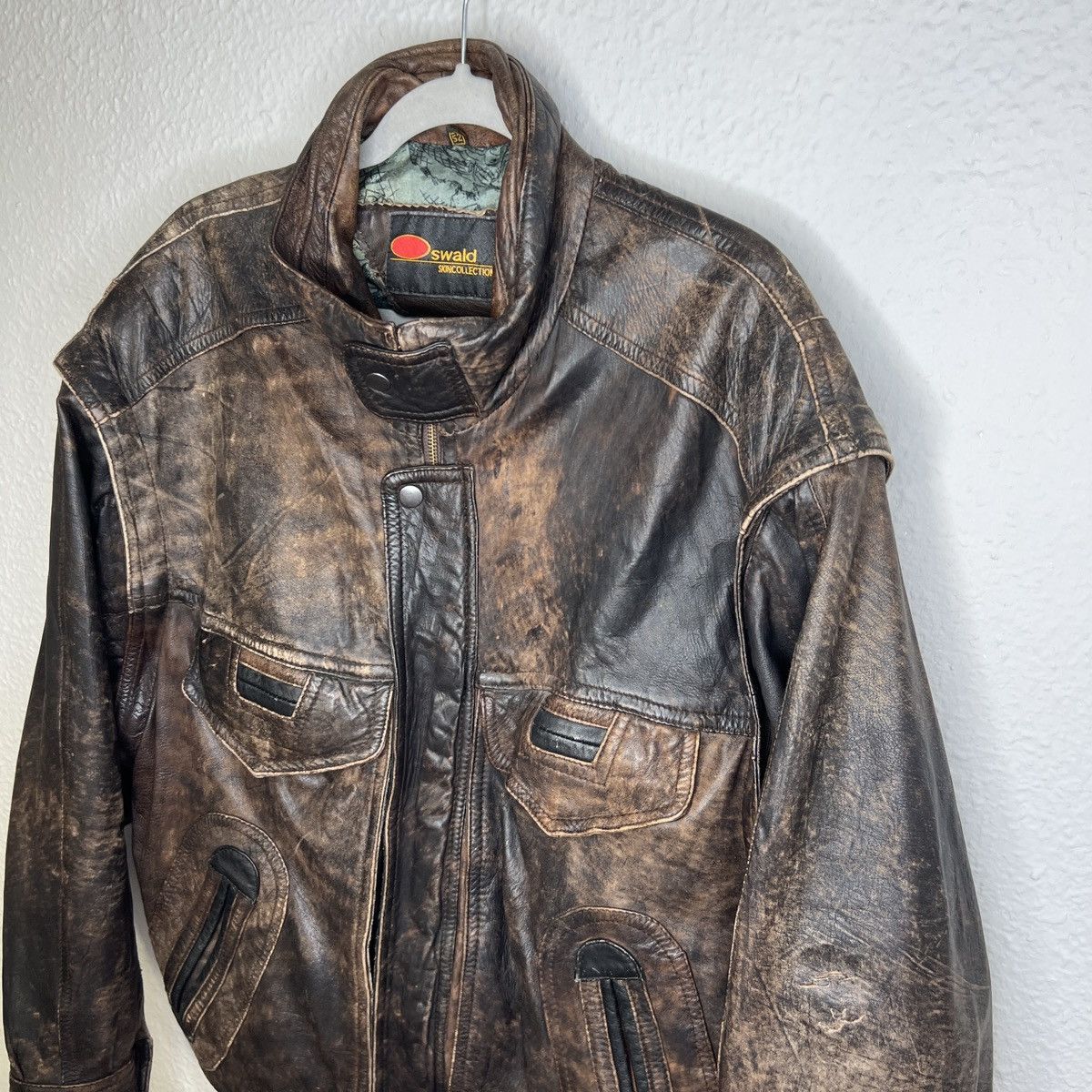 Leather × Vintage Vintage Brown Leather Motor Biker Jacket 2in1 Oswald Genuine Size US L / EU 52-54 / 3 - 3 Thumbnail