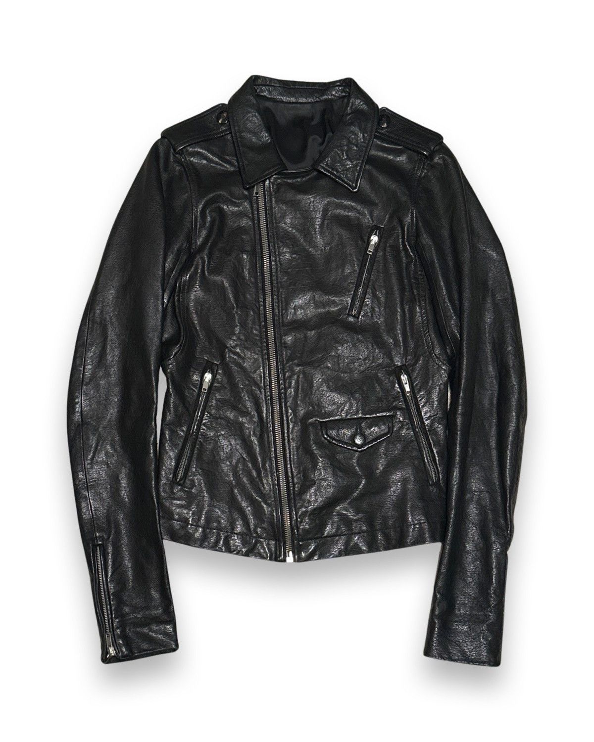 image of Rick Owens Ss10 Stooges Lamb Leather Jacket in Black, Men's (Size Small)