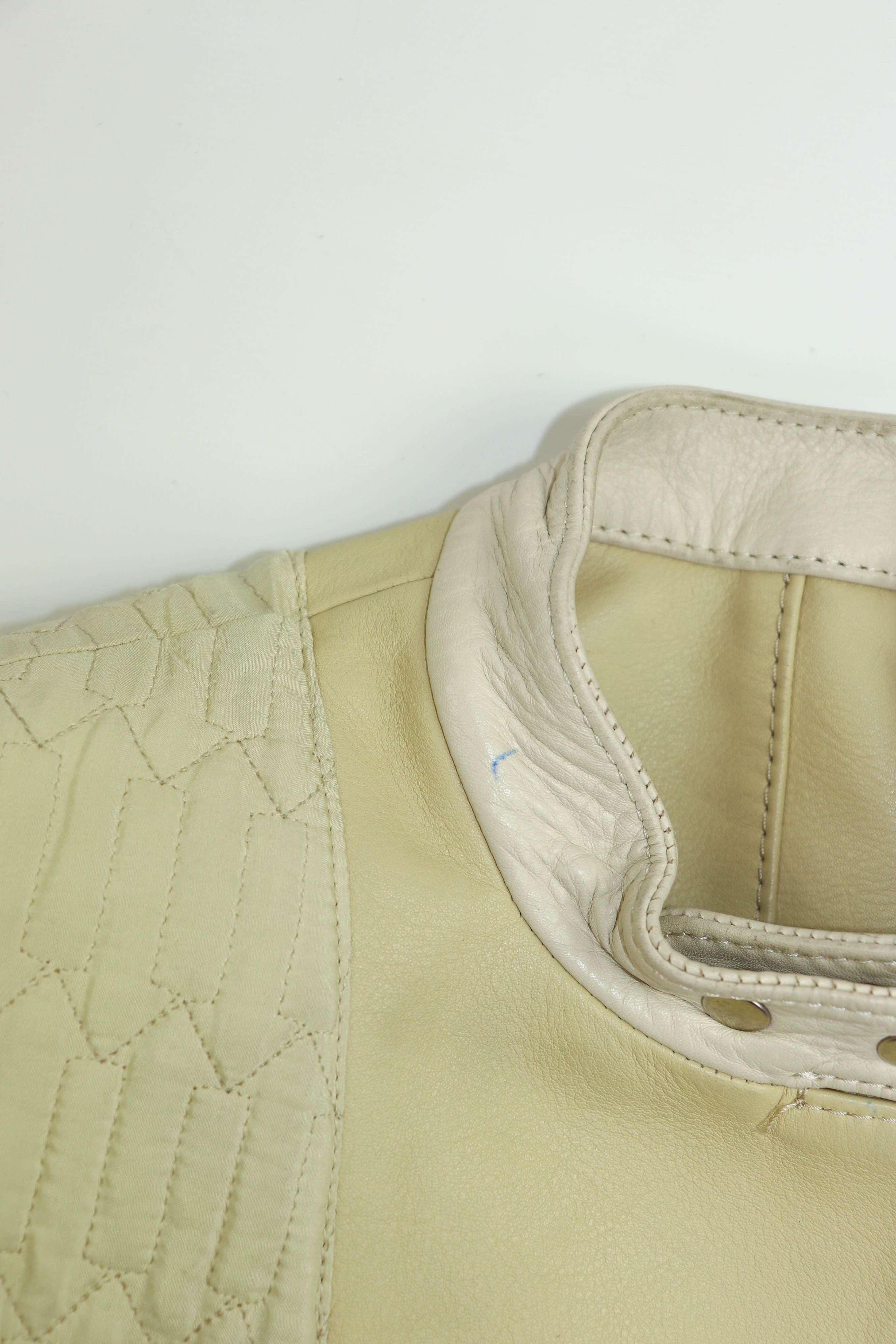 H&M H&M Studio S/S 2016 Women's Cream Beige Leather Biker Jacket Size M / US 6-8 / IT 42-44 - 18 Thumbnail