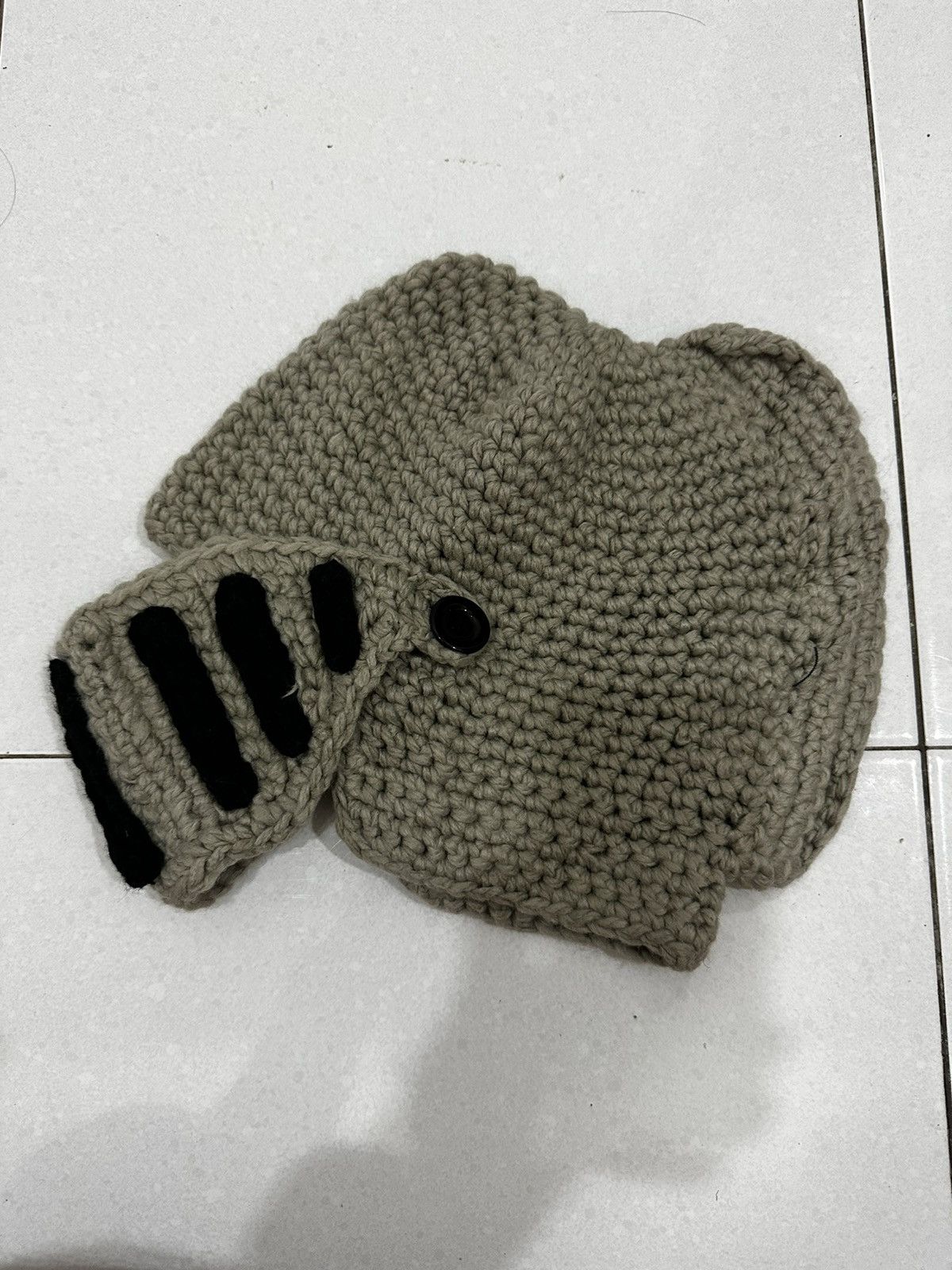 Japanese Brand Crocheted Knights Vintage Balaclava Helmet Knit Size ONE SIZE - 3 Thumbnail