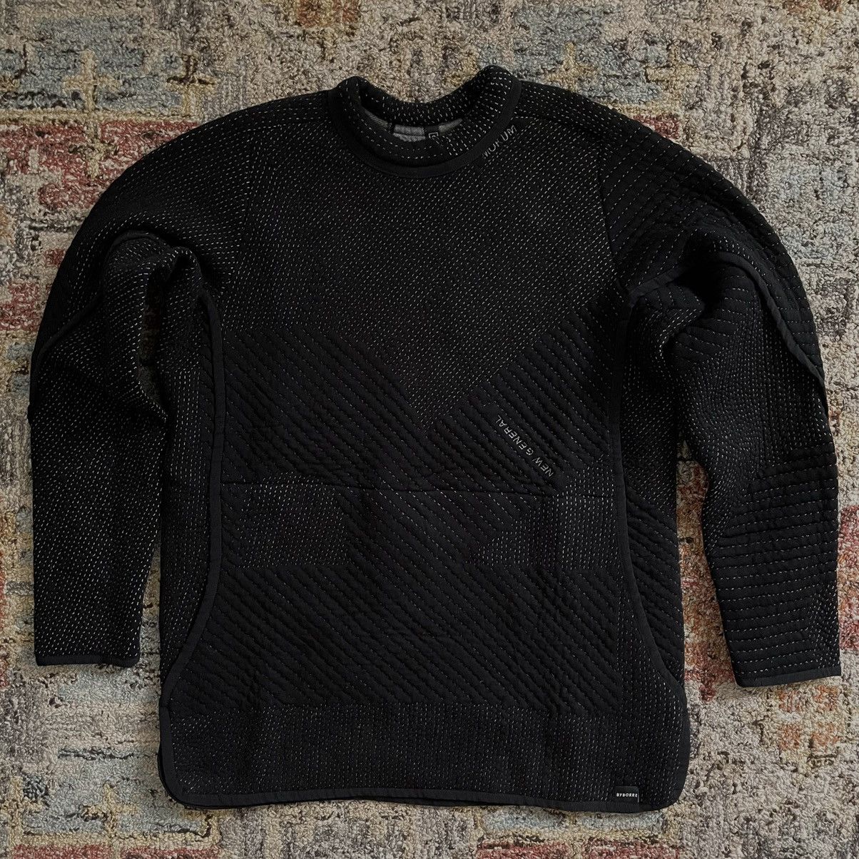 image of Byborre Aw18 Contrasting Stitch Cotton Jumper White New General 2018 in Black, Men's (Size Small)