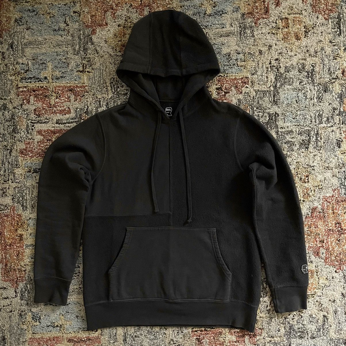 image of Brain Dead Paneled Hoodie Charcoal Dark Olive Green Patchwork Cotton, Men's (Size Small)