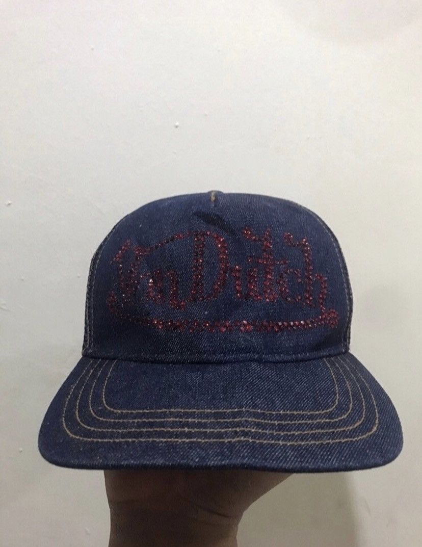 Von Dutch 🔥Vintage🔥 Von Dutch Denim Swarovski Trucked Hat Size ONE SIZE - 2 Thumbnail