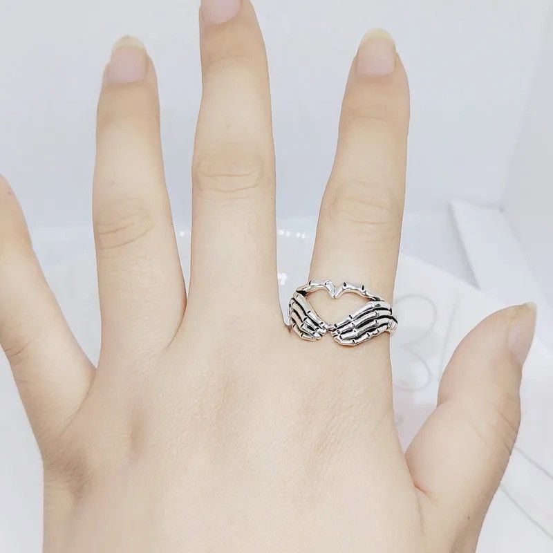 Jewelry Silver Plated Hand Heart Ring (Size 5-11) Size ONE SIZE - 3 Thumbnail